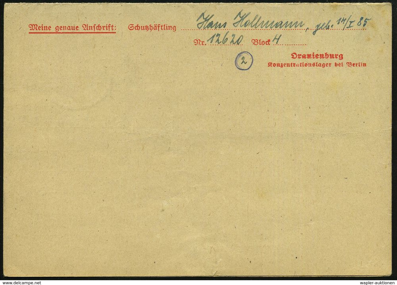 ORANIENBURG/ F 1945 (3.1.) 2K-Steg + Viol.Zensur-HdN: Postzensurstelle/E./ K. L. Sachsenhausen  KZ-Faltbf Mit Lagerordnu - Autres & Non Classés