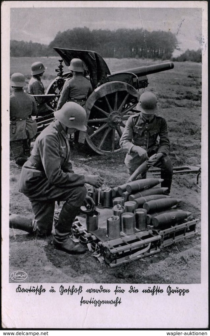 ERLANGEN 2/ H 1938 (13.9.) 2K-Steg Auf S/w.-Foto-Ak.: Unser Heer Nr.123 = Artillerie-Geschütz (mit Kartuschen U. Munitio - Otros & Sin Clasificación
