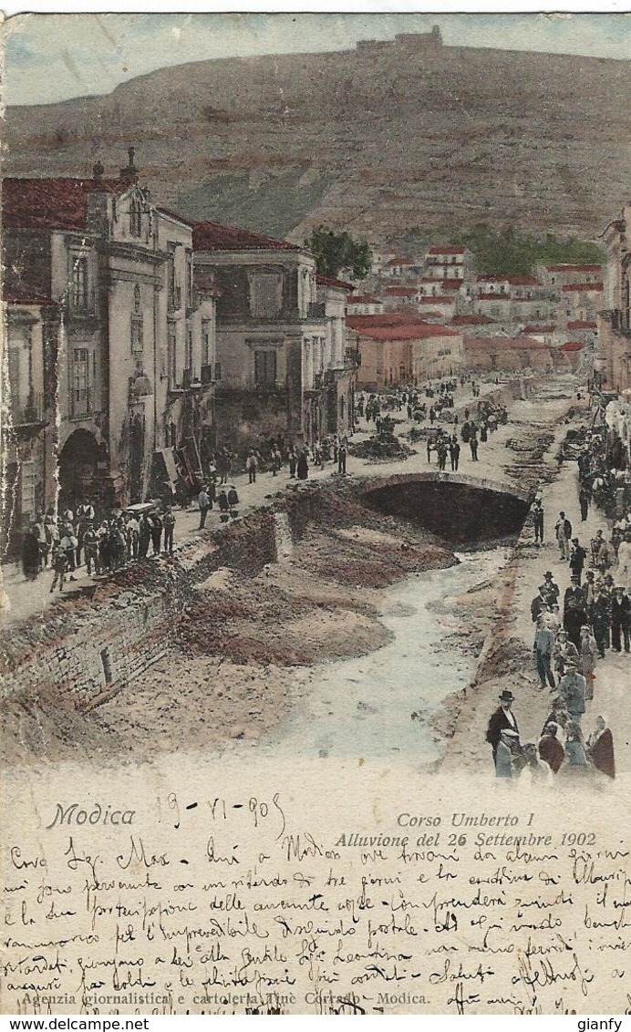 MODICA CORSO UMBERTO I ALLUVIONE DEL 26 SETTEMBRE 1902 ANIMATA - Modica