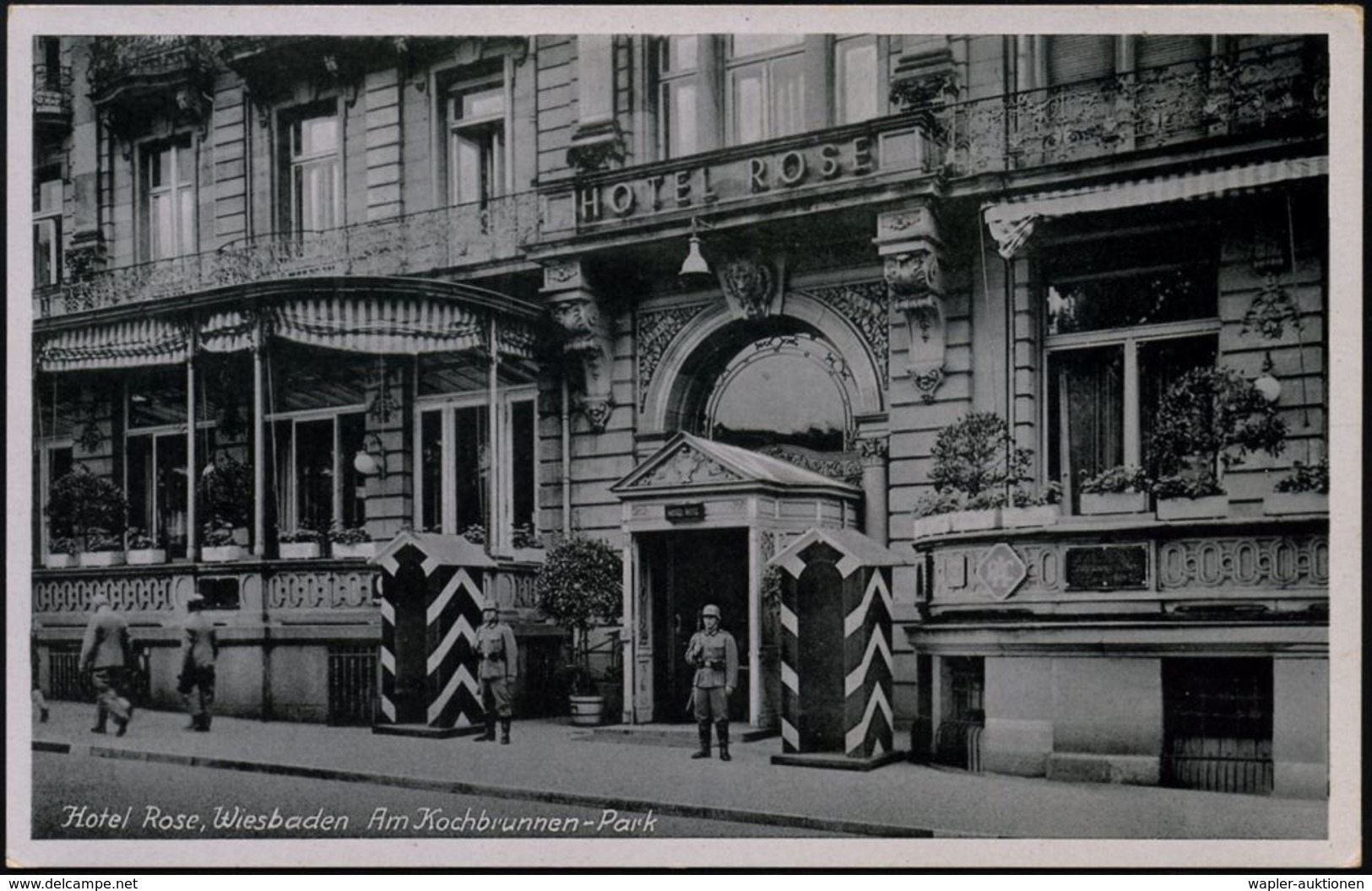 Wiesbaden 1940 (Juli) S/w.-Foto-Ak.: Hotel Rose Mit Schildwachen = Unterkunft Der Waffenstillstands-Kommission Frankreic - Guerre Mondiale (Seconde)