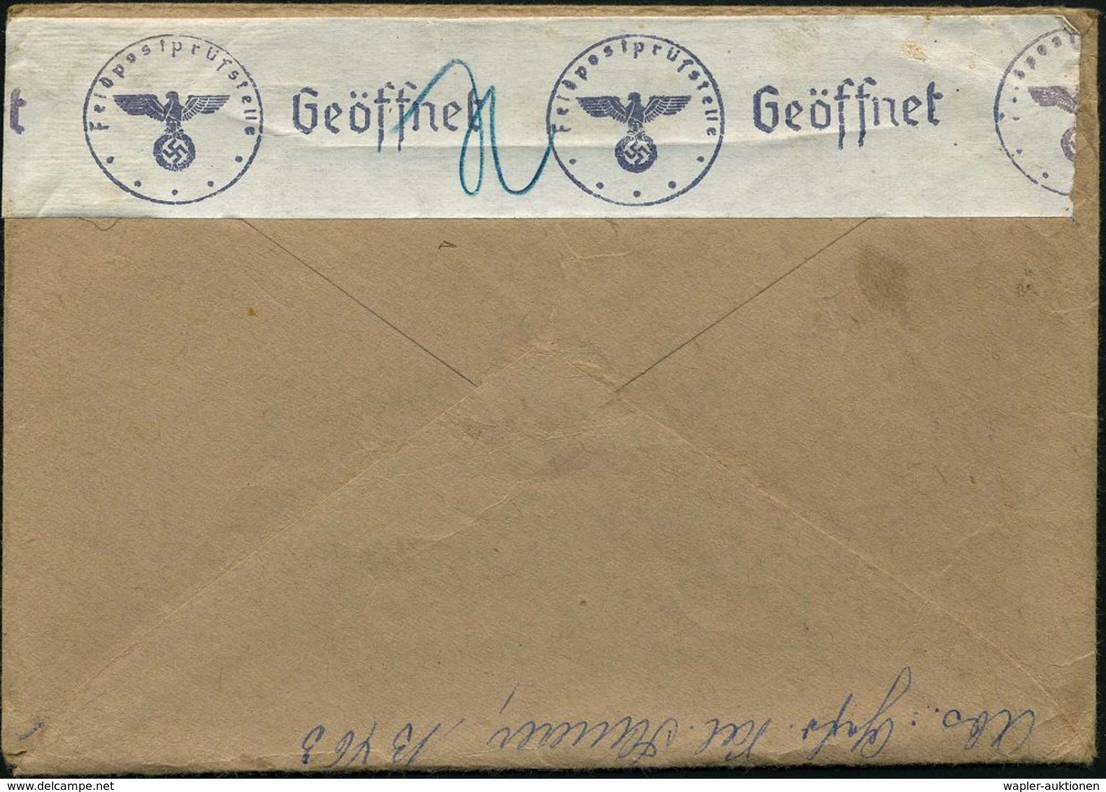 DEUTSCHES REICH 1941 (28.12.) 1K: FELDPOST/a/--- + Rs. Fp.-Nr.: 13 463 = Nachr. Abt. 157 + Feldpost-Zensurstreifen "Geöf - Guerre Mondiale (Seconde)