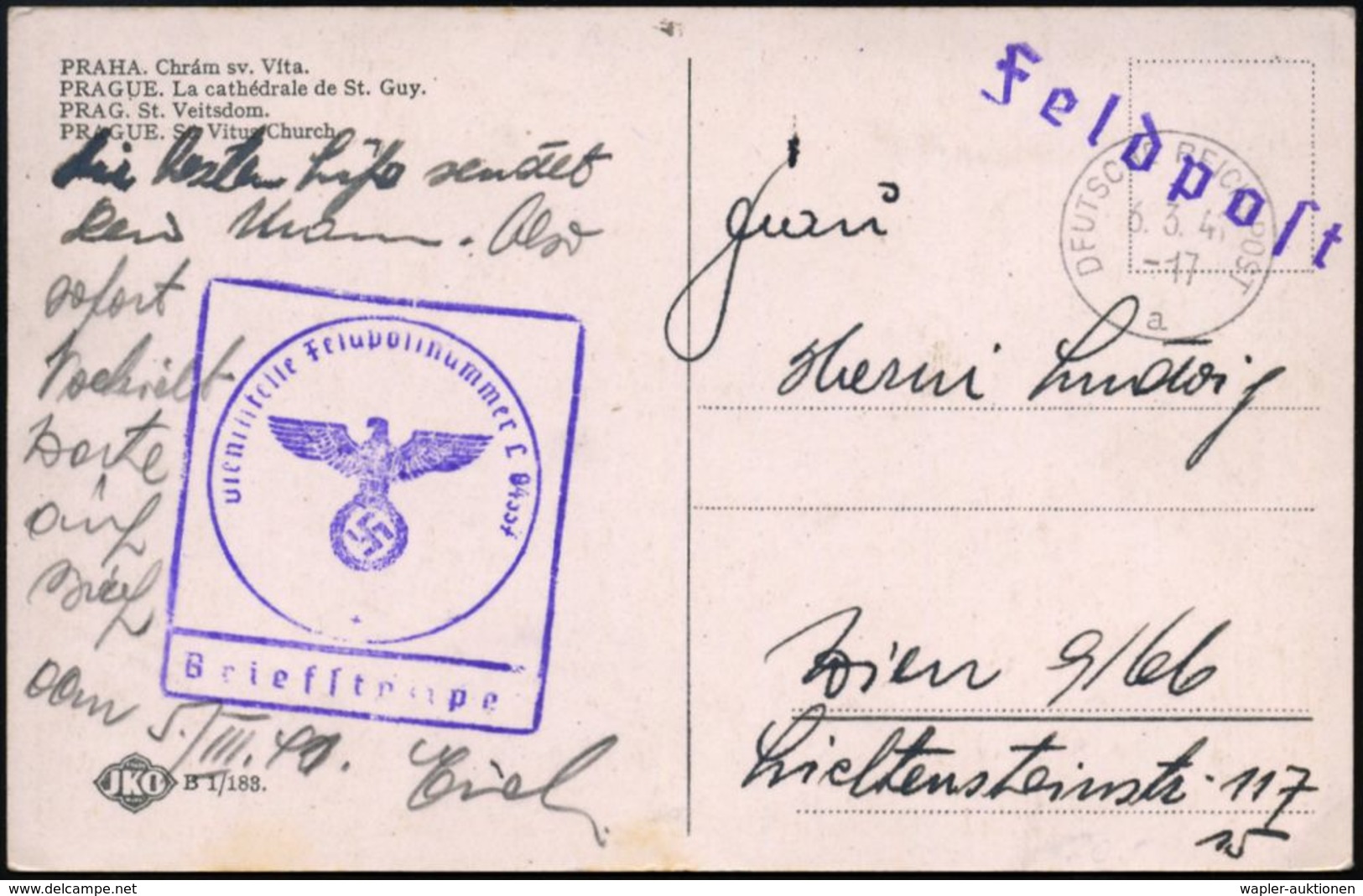 BÖHMEN & MÄHREN 1941 (6.3.) MaSt.: D F UTSCHE REICHSPOST/a (ohne Weberflagge) Mit Druckfehler (Mi.32) + Viol. Ra.: Fp. N - Guerre Mondiale (Seconde)