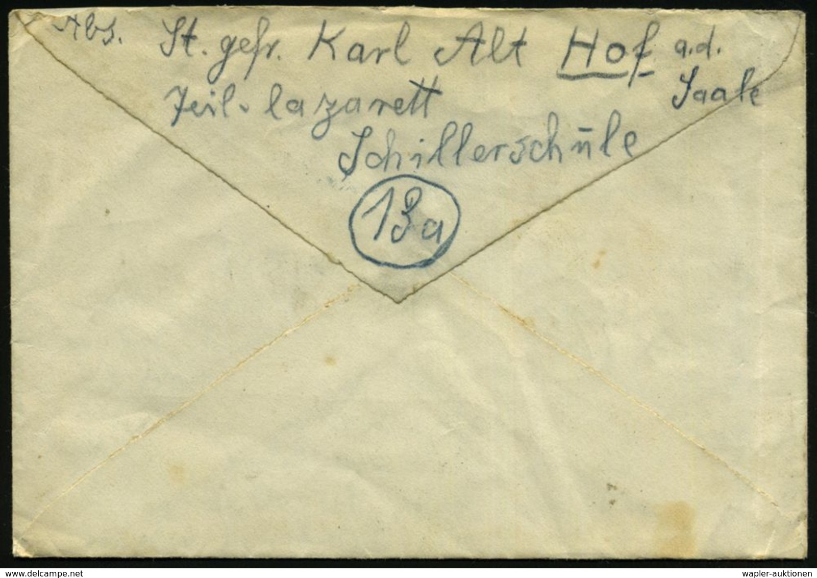 HOF (SAALE) 2/ A/ Frauen U.Mädel/ Meldet Euch Zur/ ..Reichspost.. 1945 (24.2.) MWSt (Posthorn) + Viol. 1K-HdN: Reserve L - Guerre Mondiale (Seconde)