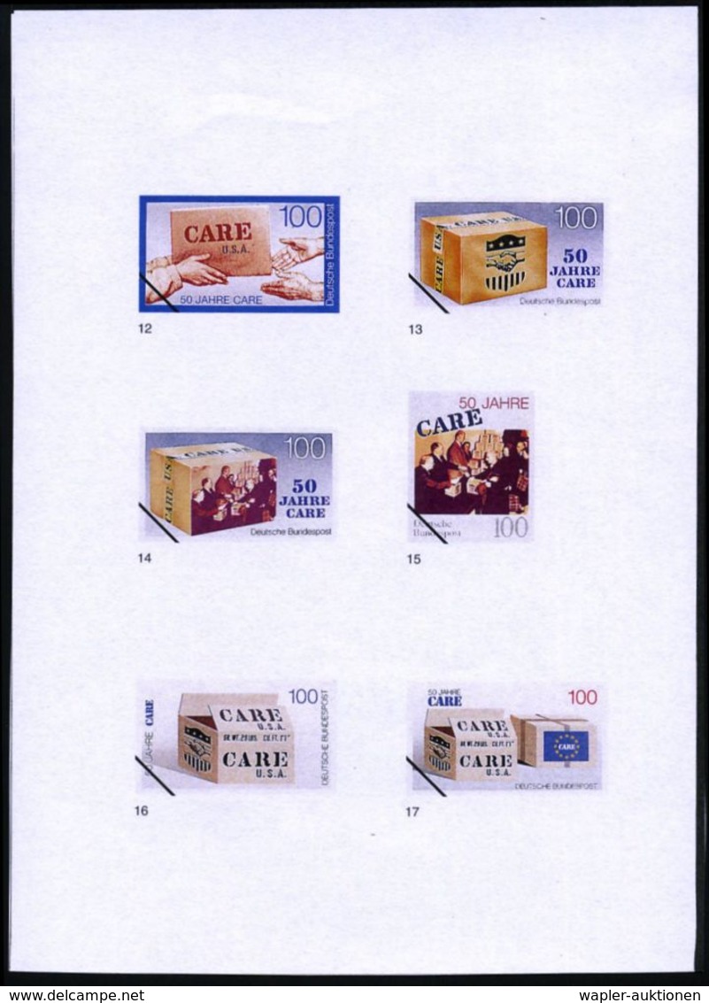 B.R.D. 1995 (Sept.) 100 Pf. "50 Jahre CARE", 32 Verschied. Alternativ-Color-Entwürfe Der Bundesdruckerei (50 Jahre Hilfs - Guerre Mondiale (Seconde)