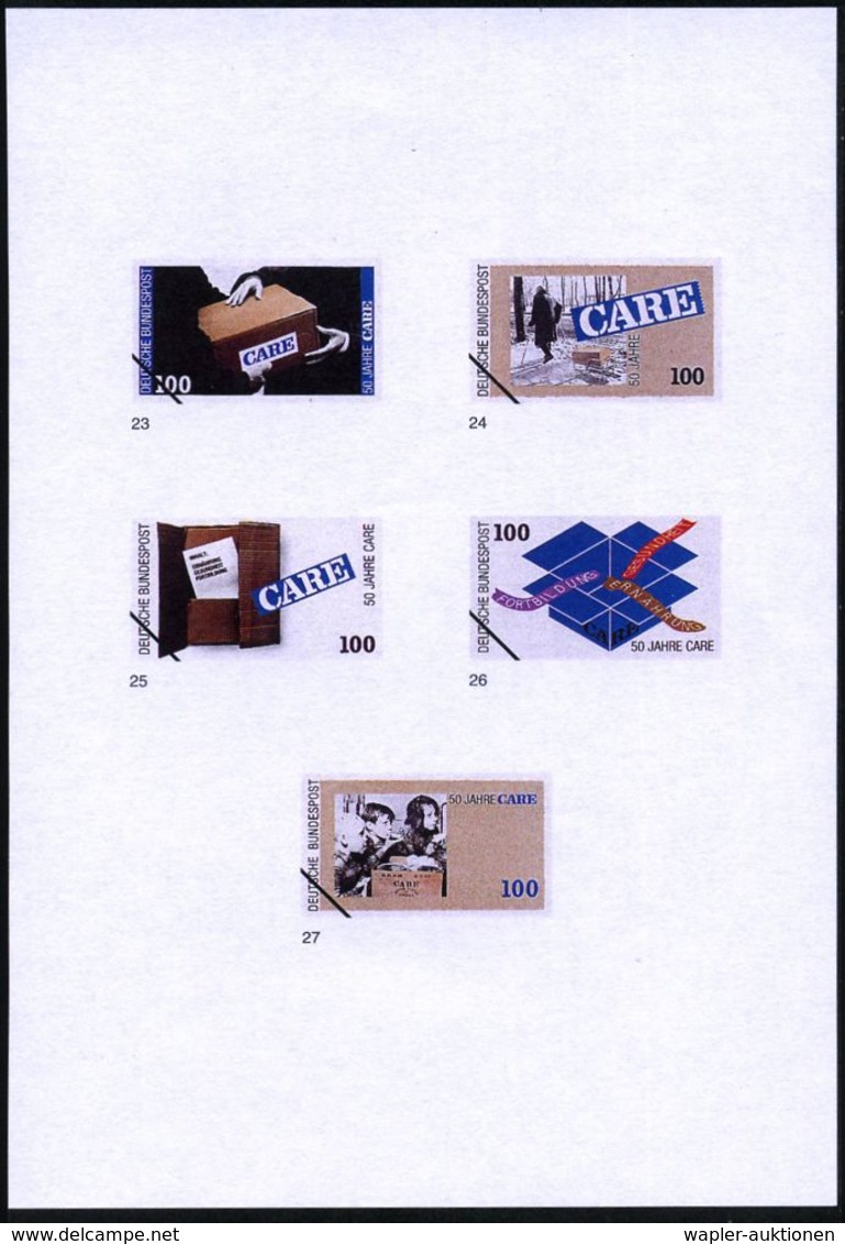 B.R.D. 1995 (Sept.) 100 Pf. "50 Jahre CARE", 32 Verschied. Alternativ-Color-Entwürfe Der Bundesdruckerei (50 Jahre Hilfs - Guerre Mondiale (Seconde)