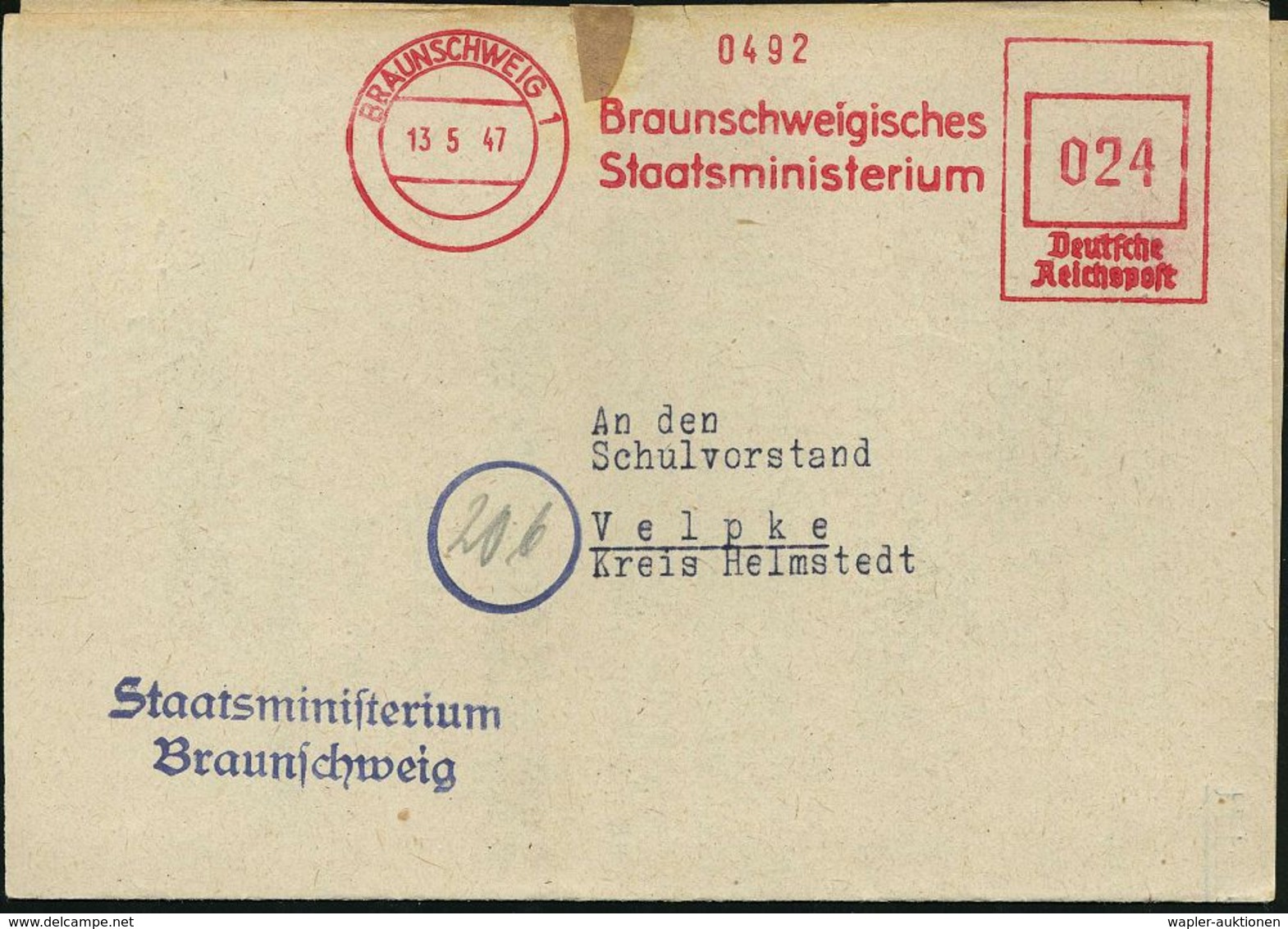 BRAUNSCHWEIG 1/ Braunschweigisches/ Staatsministerium 1946/47 4x Aptierter AFS = NS-Adler Entfernt, Je Klar Auf 4 Falbri - Autres & Non Classés