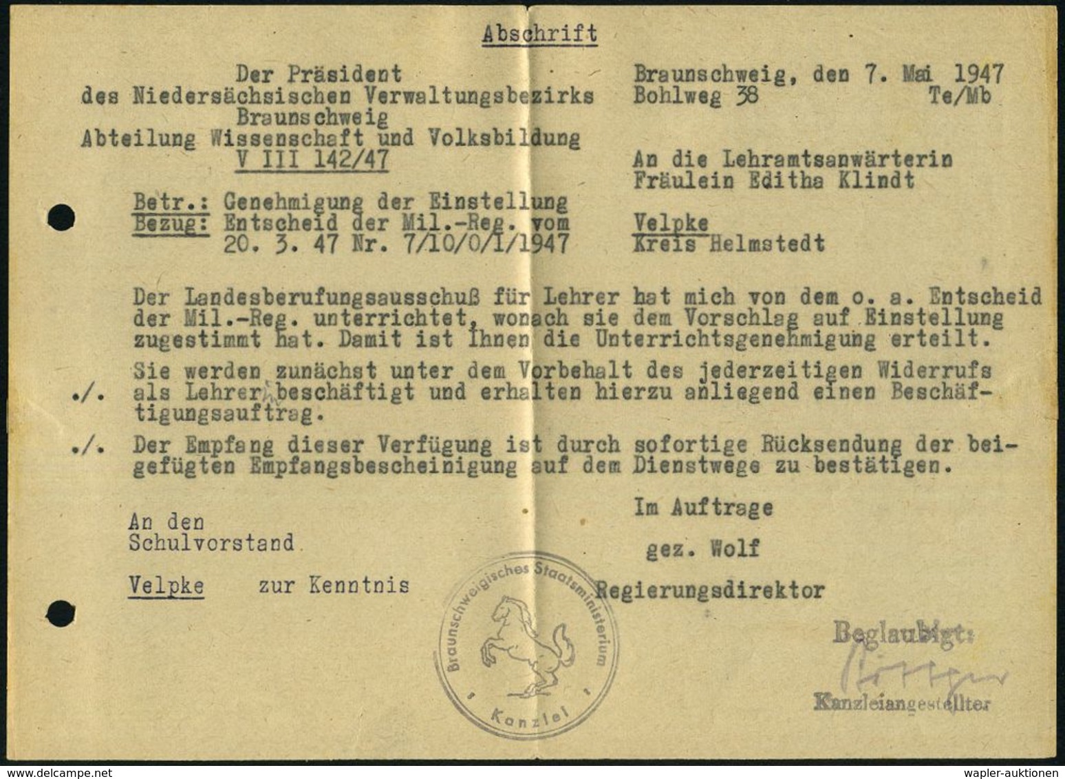 BRAUNSCHWEIG 1/ Braunschweigisches/ Staatsministerium 1946/47 4x Aptierter AFS = NS-Adler Entfernt, Je Klar Auf 4 Falbri - Autres & Non Classés