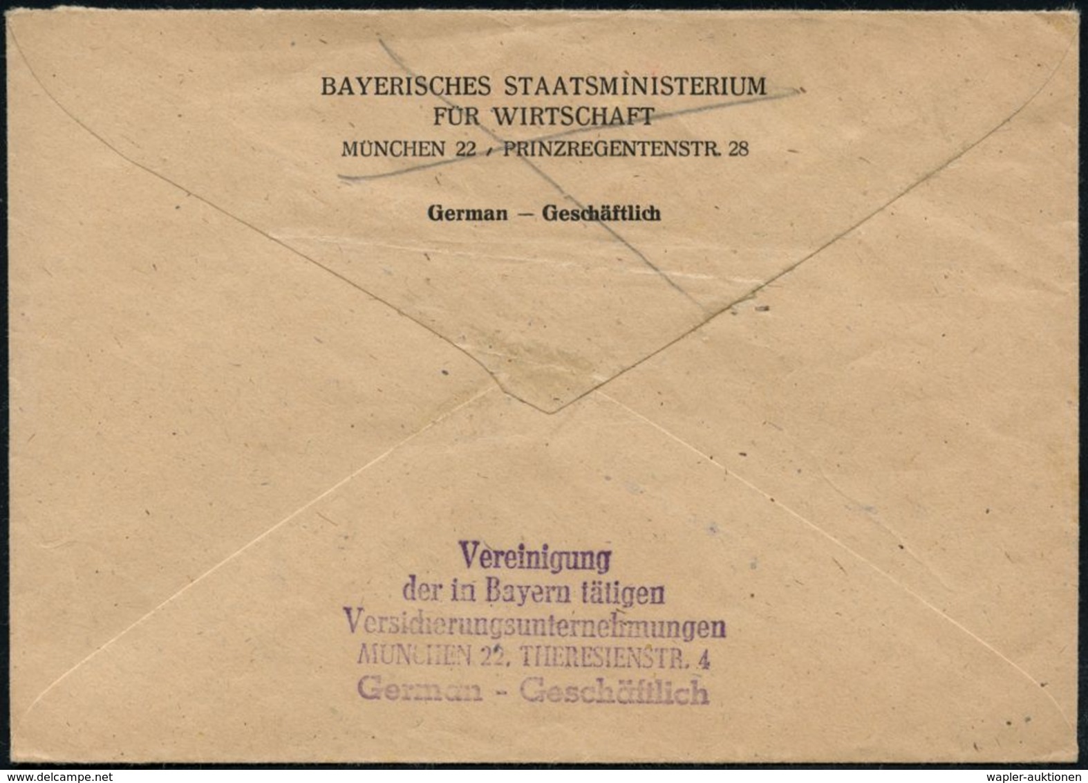 MÜNCHEN/ 36/ Versicherung/ Tut Not!/ Bayer.Versicherungsbank/ AG 1947 (8.9.) Seltener AFS-Typ "Hochrecht-eck" + Viol. Ei - Autres & Non Classés