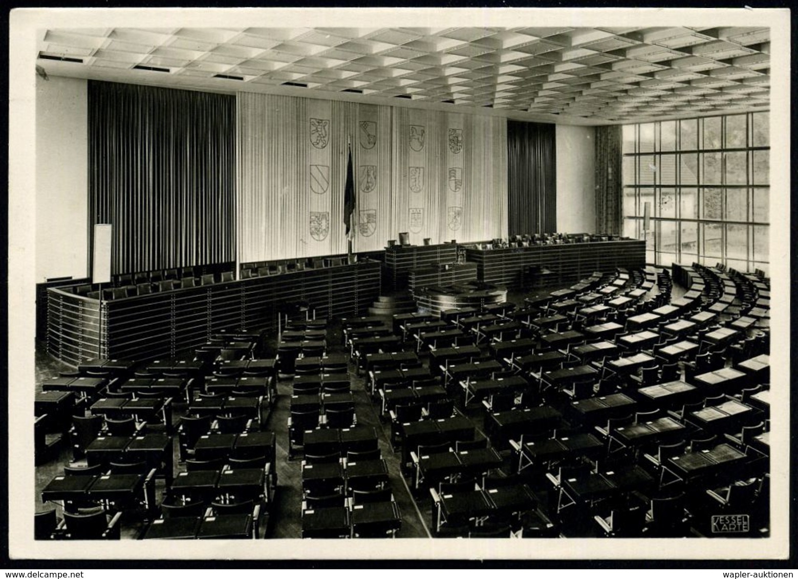 Bonn-Bundestag 1950/55 2 Verschiedene S/w.-Foto-Ak.: Bundestag Plenarsaal In 2 Varianten (1x Ohne, 1x Mit Bundesadler) J - Autres & Non Classés