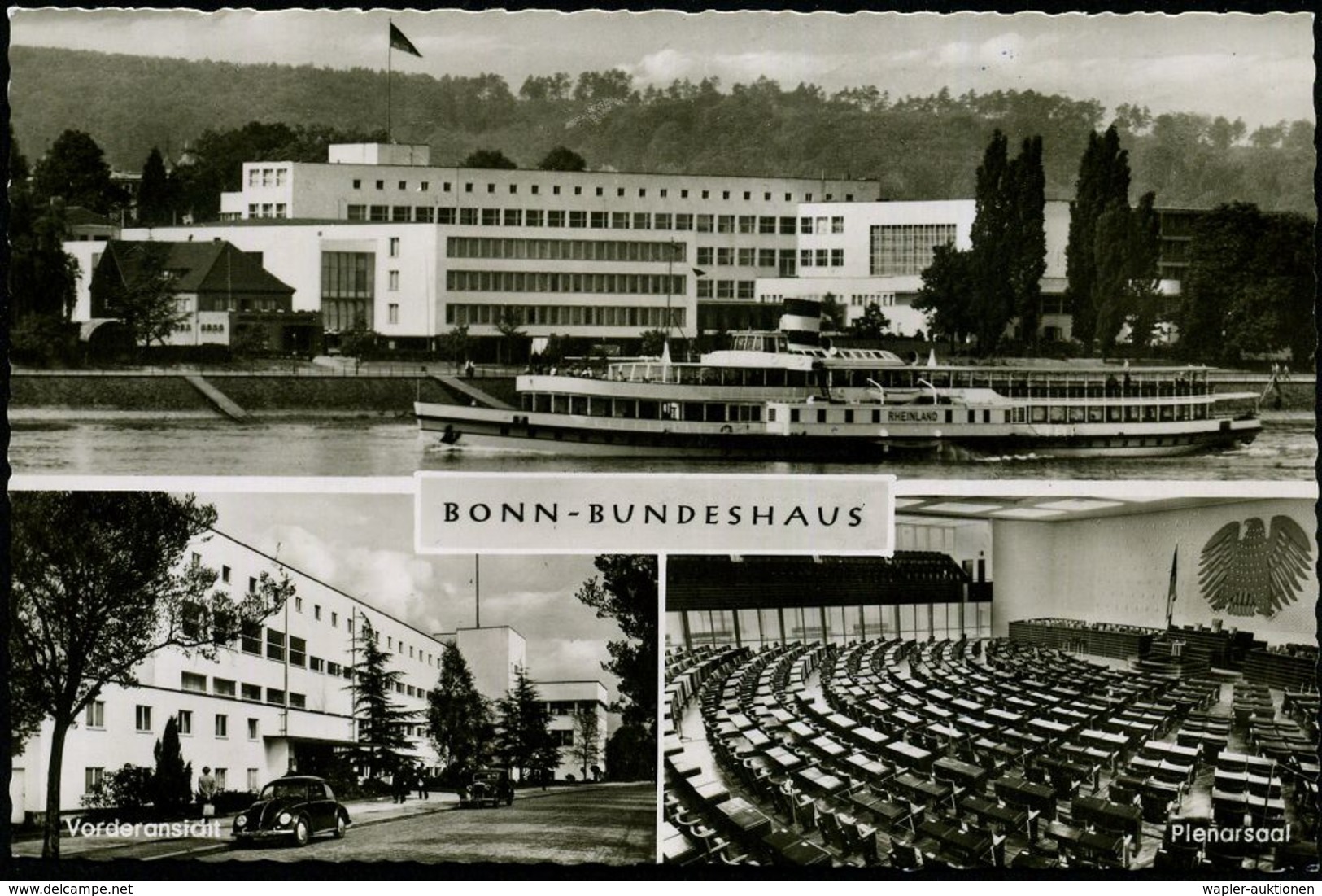 Bonn-Bundestag 1950/55 2 Verschiedene S/w.-Foto-Ak.: Bundestag Plenarsaal In 2 Varianten (1x Ohne, 1x Mit Bundesadler) J - Autres & Non Classés