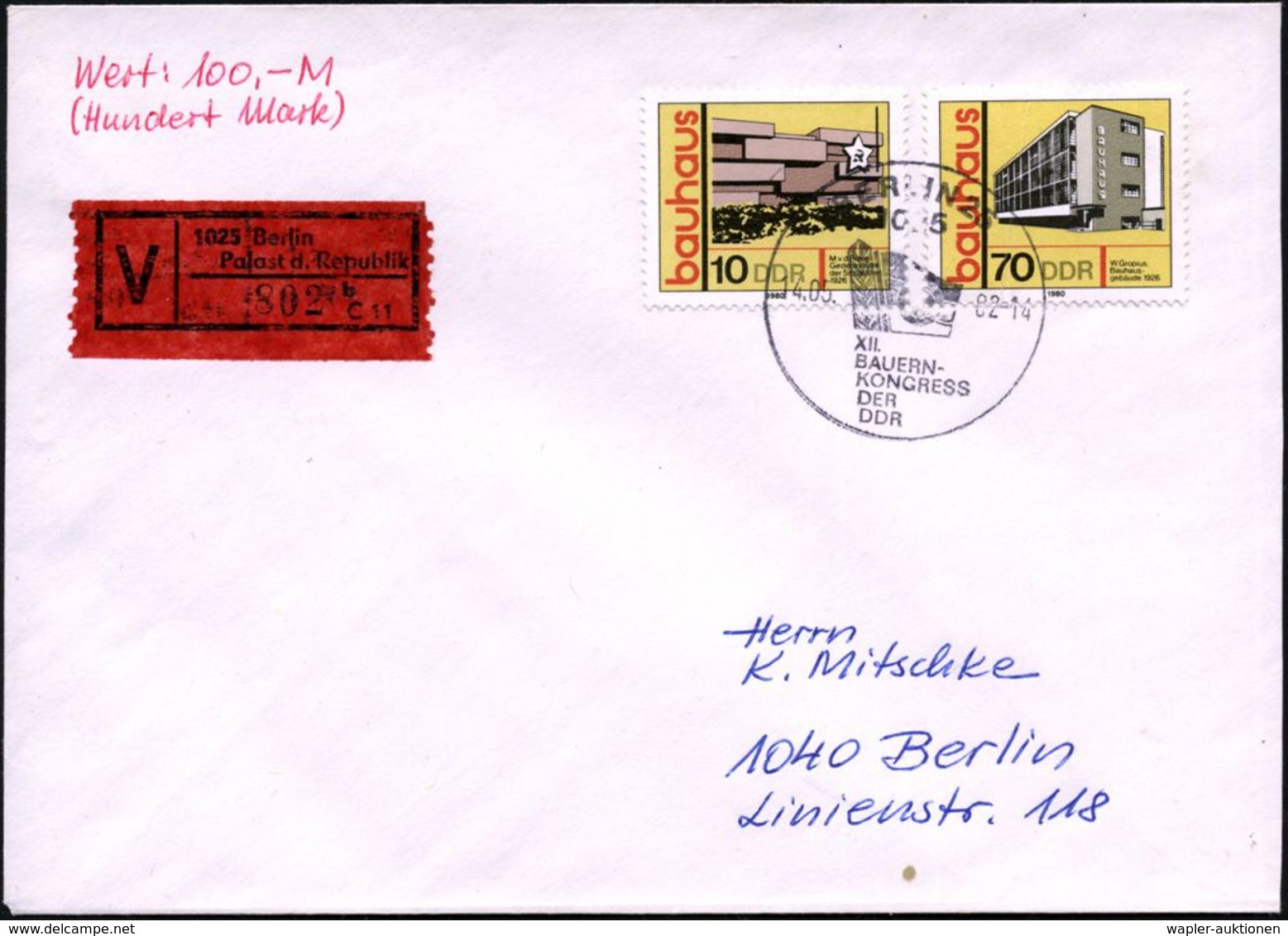 1025 BERLIN 25/ XII./ BAUERN-/ KONGRESS/ DER/ DDR 1982 (14.5.) SSt = PA 25 Hauspostamt Palast Der Republik = DDR-Volkska - Autres & Non Classés