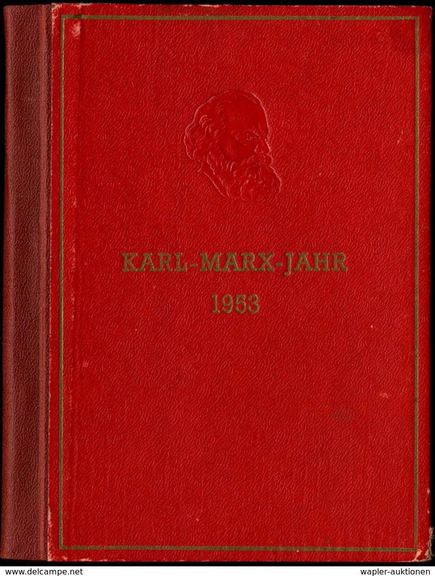 D.D.R. 1953 Marx-Engels-Jahr, Kompl. Satz In Ungez. Einzelabzüge In Amtl. Geschenkheft (rot Mit Prägung Marx-Kopf) Am In - Autres & Non Classés