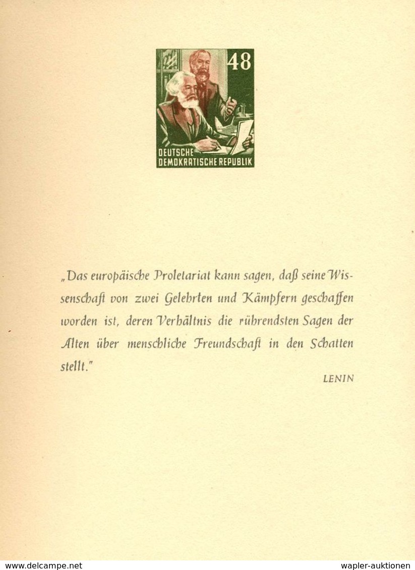 D.D.R. 1953 Marx-Engels-Jahr, Kompl. Satz In Ungez. Einzelabzüge In Amtl. Geschenkheft (rot Mit Prägung Marx-Kopf) Am In - Autres & Non Classés