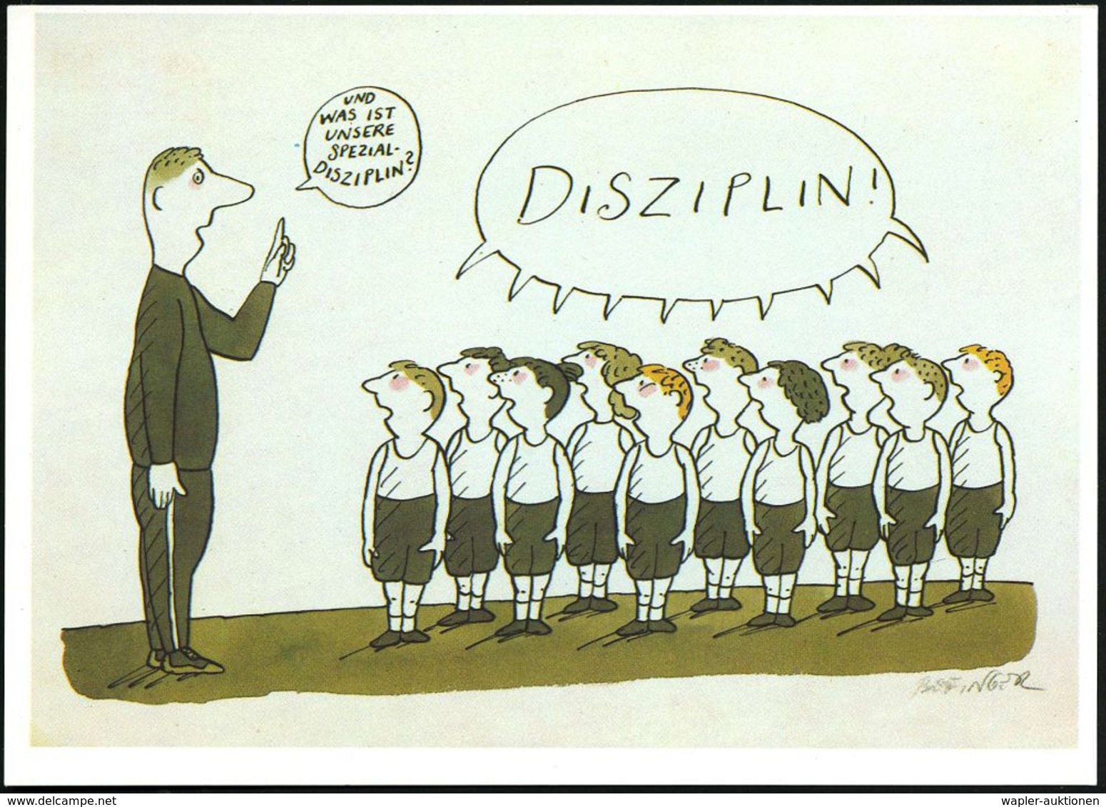 D.D.R. 1987 PP 25 Pf. PdR., Orange: X.Kunstausst. DDR, Dresden: ..WAS IST UNSERE SPEZIAL-DISZIPLIN? (Turnklasse Mit Lehr - Autres & Non Classés