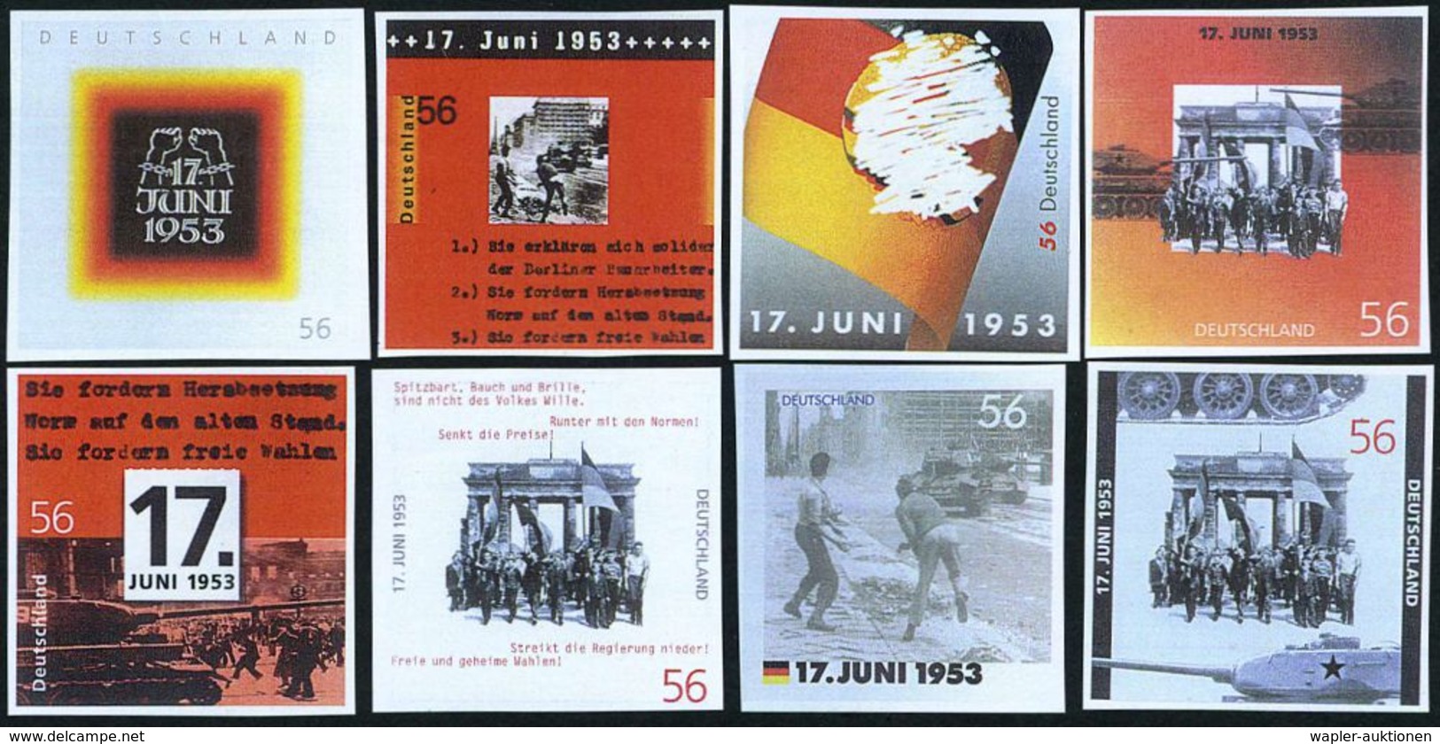 B.R.D. 2003 (Juni) 56 C. "50. Jahrestag Volksaufstand In Der DDR" (17.Juni), 56 Verschied. Alternativ-Color-Entwürfe Bun - Autres & Non Classés