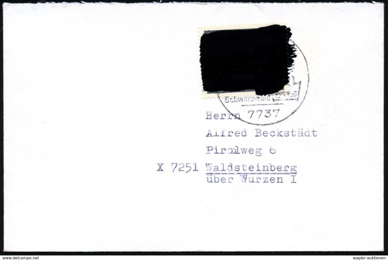 7737 BAD DÜRRHEIM/ ..Schwarzwald 1965 HWSt Auf EF 20 Pf. "20 Jahre Vertreibung"  In Der DDR  G E S C W ä R Z T (glänzend - Autres & Non Classés