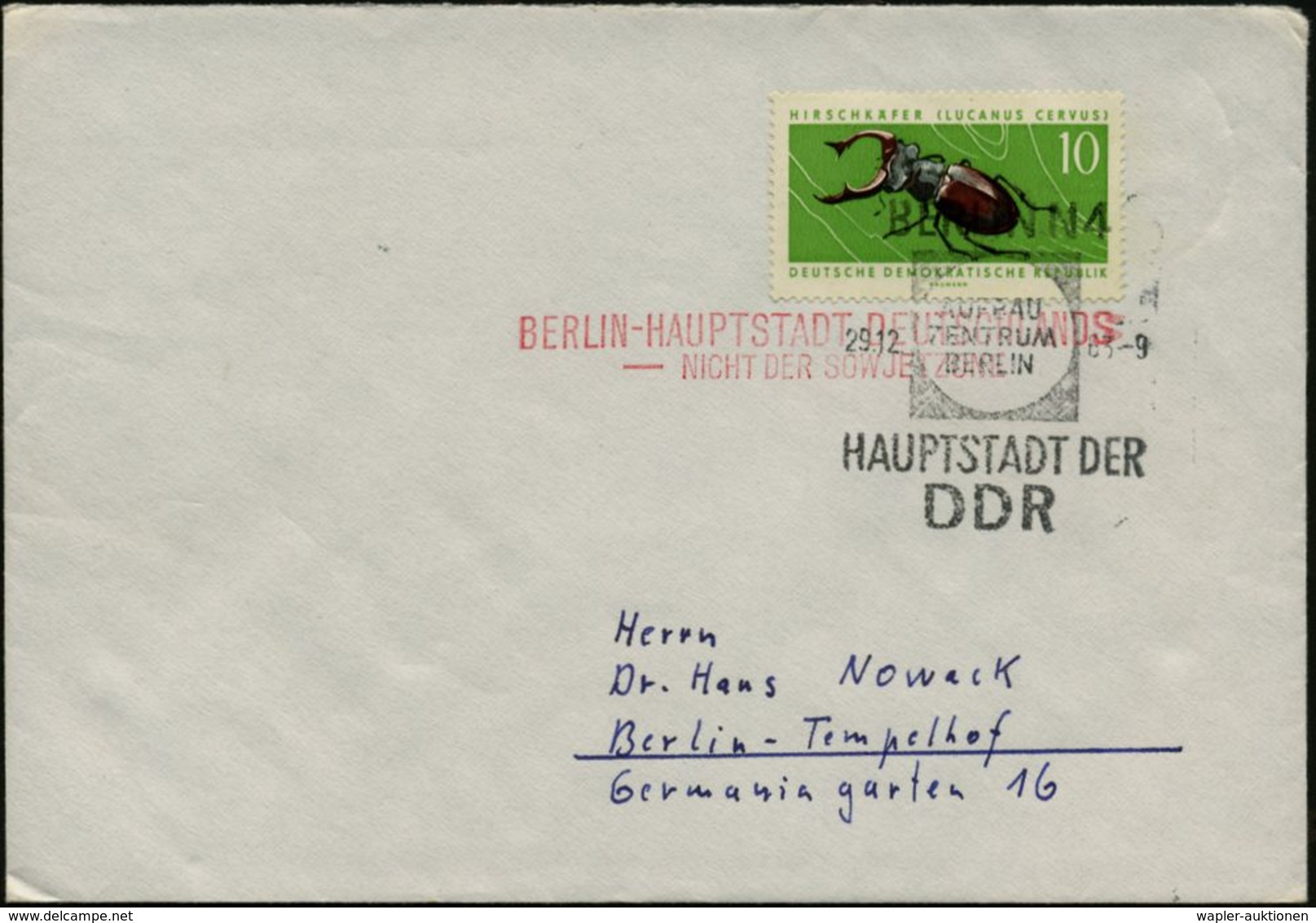 BERLIN N 4/ AUFBAU/ ZENTRUM/ BERLIN/ HAUPTSTADT DER/ DDR 1963 (29.12.) HWSt + Roter West-berliner Gegen-stempel: BERLIN  - Autres & Non Classés