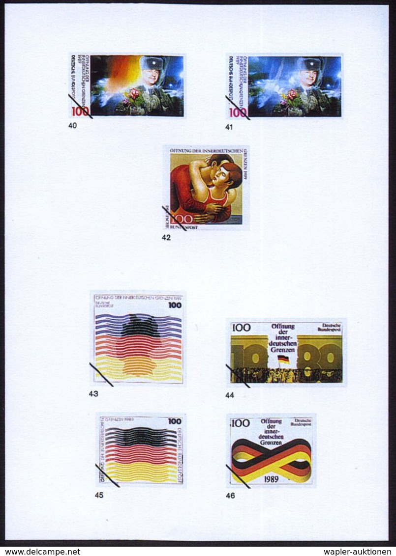 B.R.D. 1994 (Sept.) 100 Pf. "5. Jahrestag Öffnung Innerdeutsche Grenze", 68 Verschied. Color-Alternativ-Entwürfe D. Bund - Autres & Non Classés