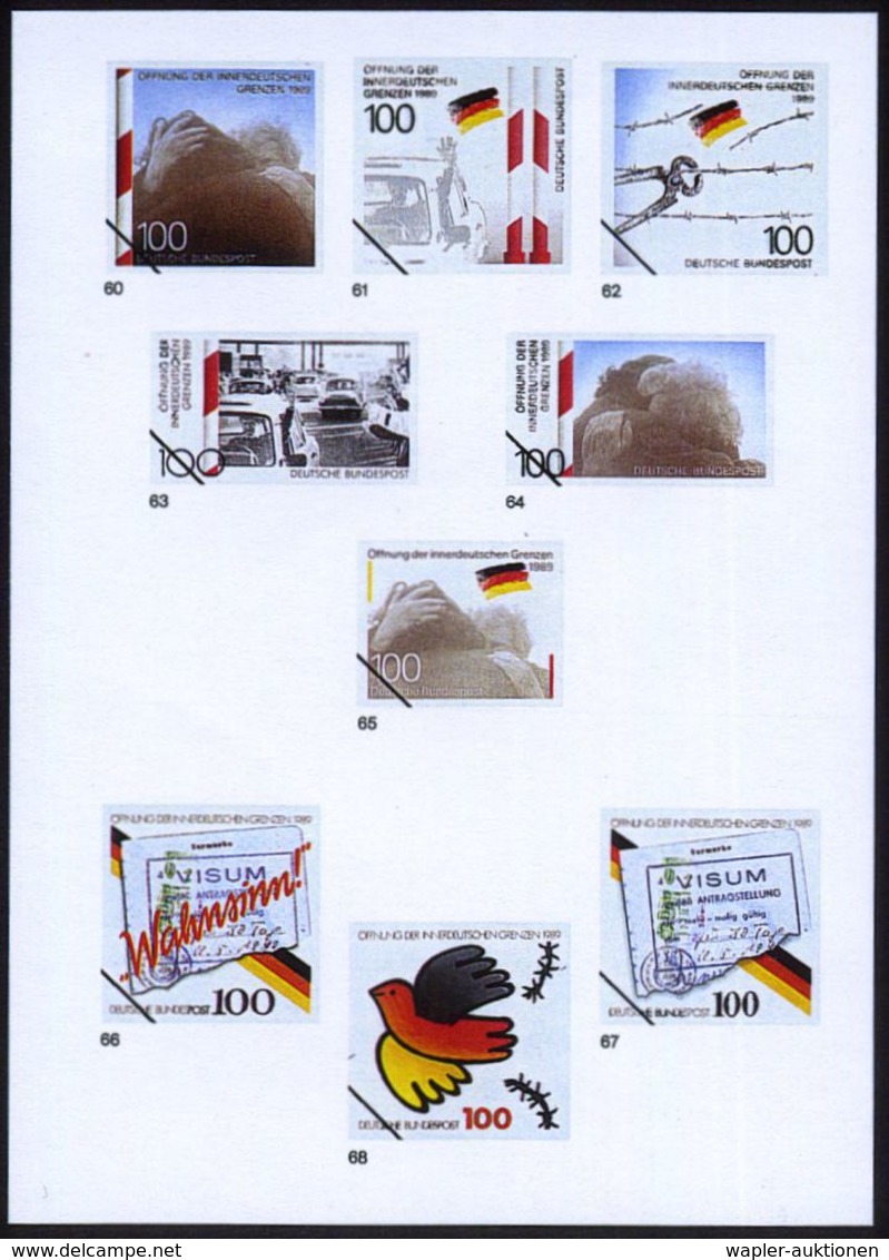 B.R.D. 1994 (Sept.) 100 Pf. "5. Jahrestag Öffnung Innerdeutsche Grenze", 68 Verschied. Color-Alternativ-Entwürfe D. Bund - Autres & Non Classés