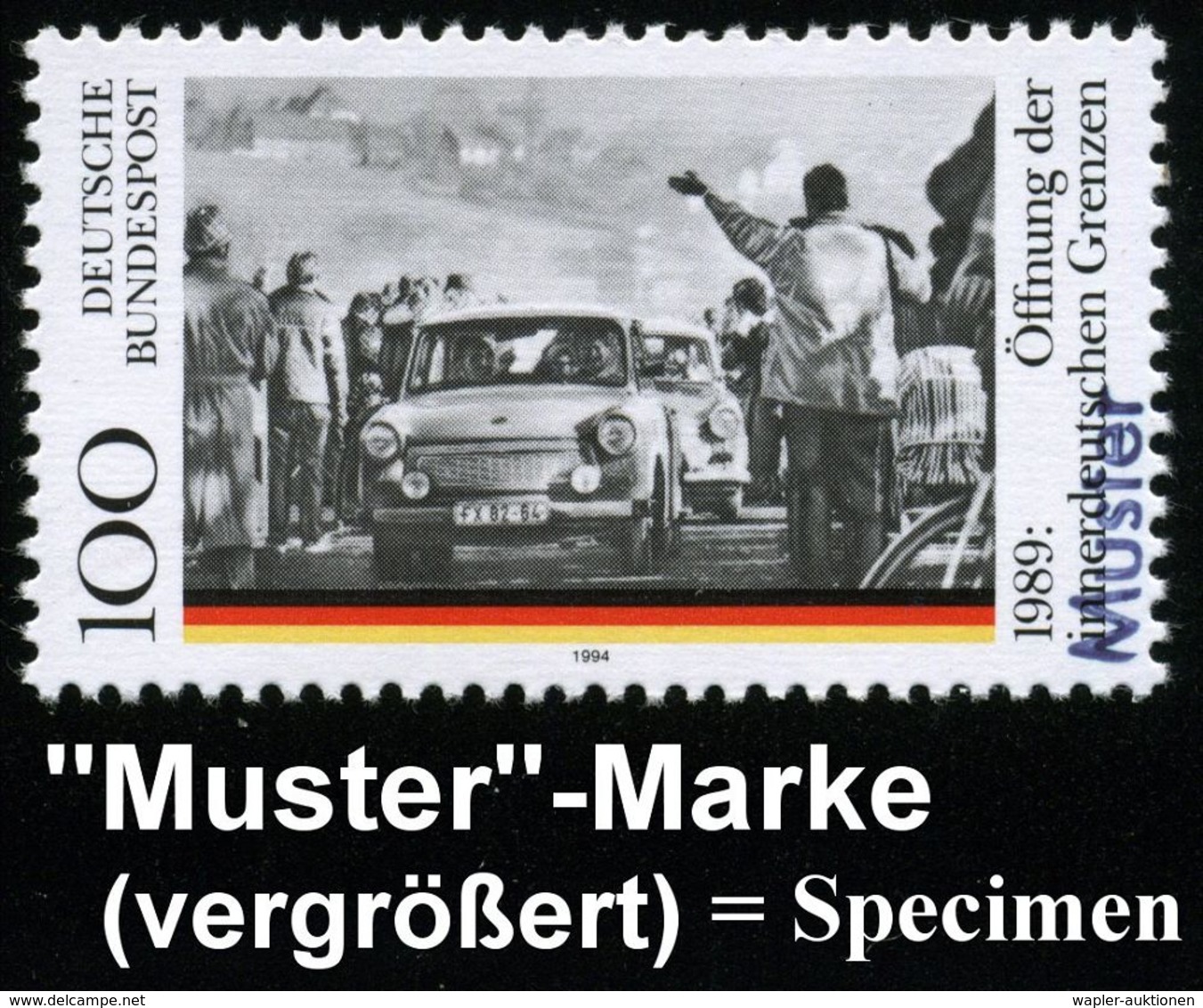 B.R.D. 1994 (Nov.) 100 Pf. "5 Jahre Öffnung Innerdeutsche Grenze" (Trabants überqueren Geöffnete Grenze) Mit Amt. Handst - Autres & Non Classés