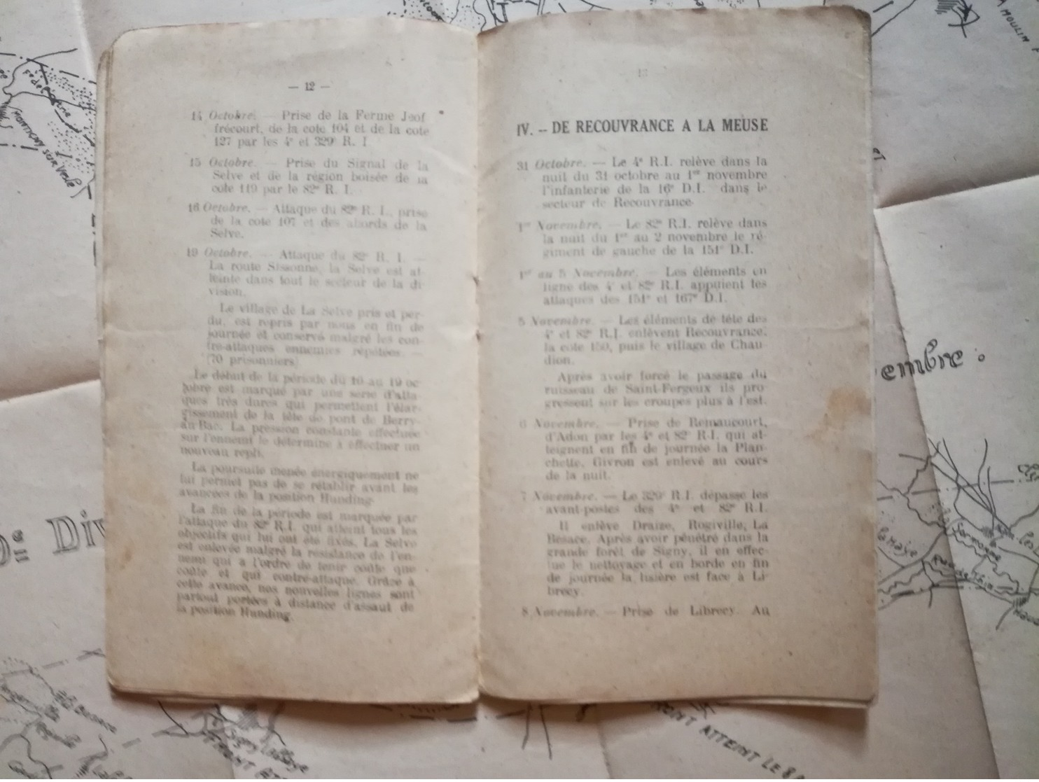 WW1  OPÉRATIONS OFFENSIVES DE LA 9e DIV INF. DU 18 JUIL AU 11 NOV 1918   De La Marne à La Meuse. Livret + CarteTTB état - Documents Historiques