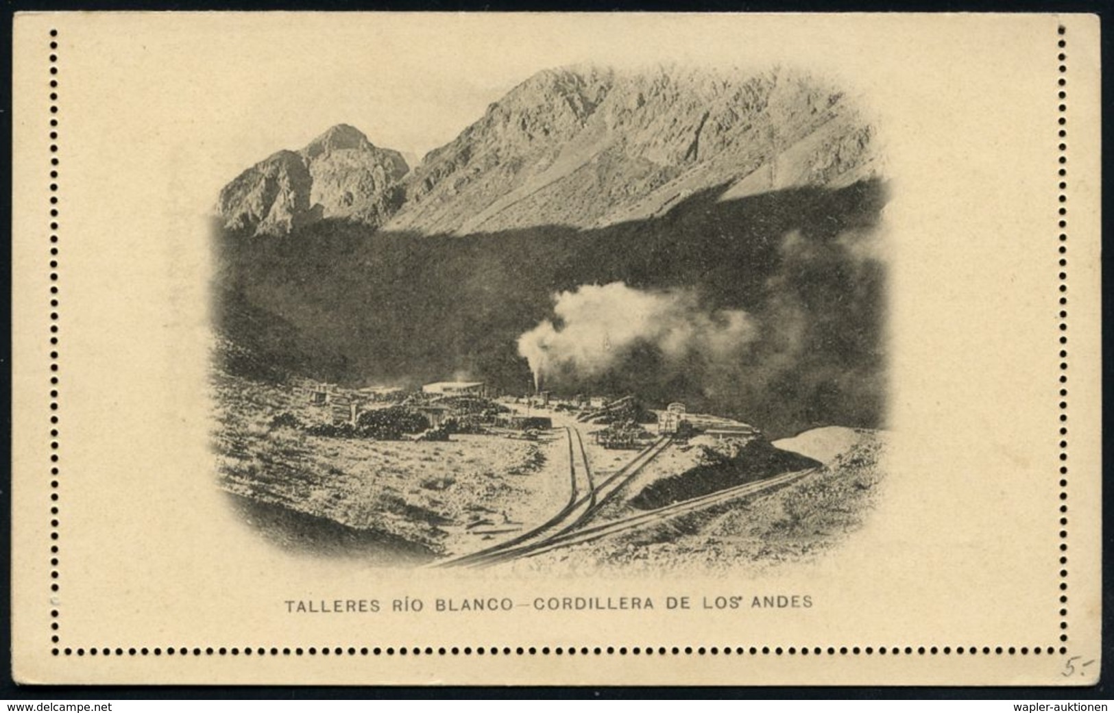 ARGENTINIEN 1899 4 C. Kartenbrief "Liberty", Rs. Talleres Rio Blanco (Kordilleren, Anden) = Gleisanschluß , Ungebr. (HG. - Trains
