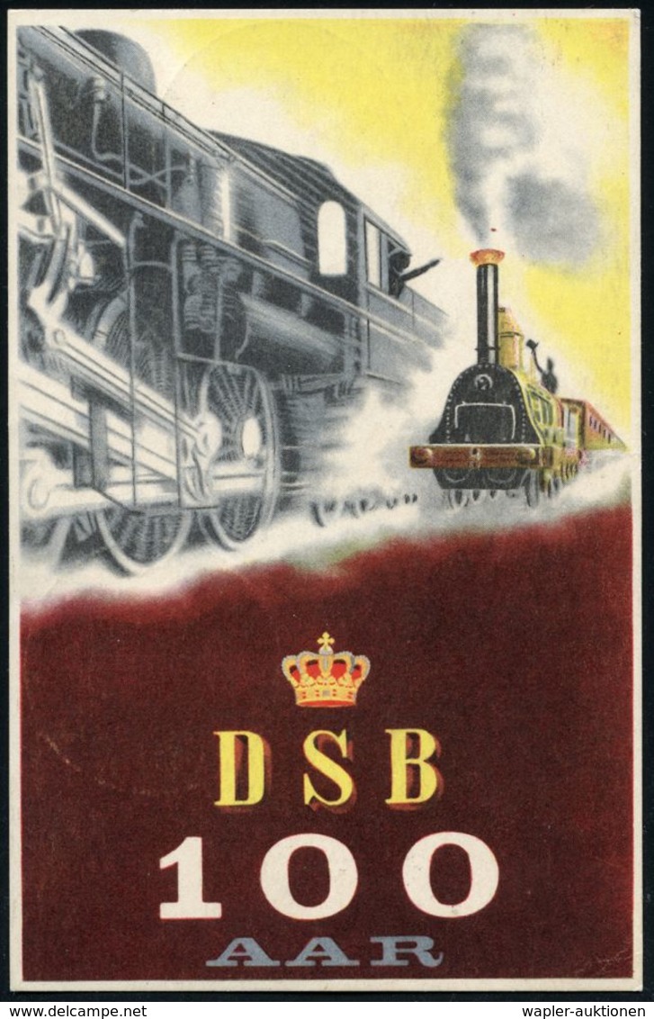 DÄNEMARK 1947 (28.6.) "100 Jahre Dänische Eisenbahn" Kompl. Satz + Passender SSt.: KÖBENHAVN O/D.S.B.-JUBILAEUMSUDSTILLI - Trains