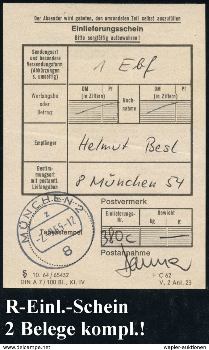 8 MÜNCHEN 2/ I V A.. 1965 (18.8.) SSt Auf 20 Pf. U. 70 Pf. "Internat. Verkehrs-Ausstellung", Satzreine Frankatur (Mi.471 - Trenes