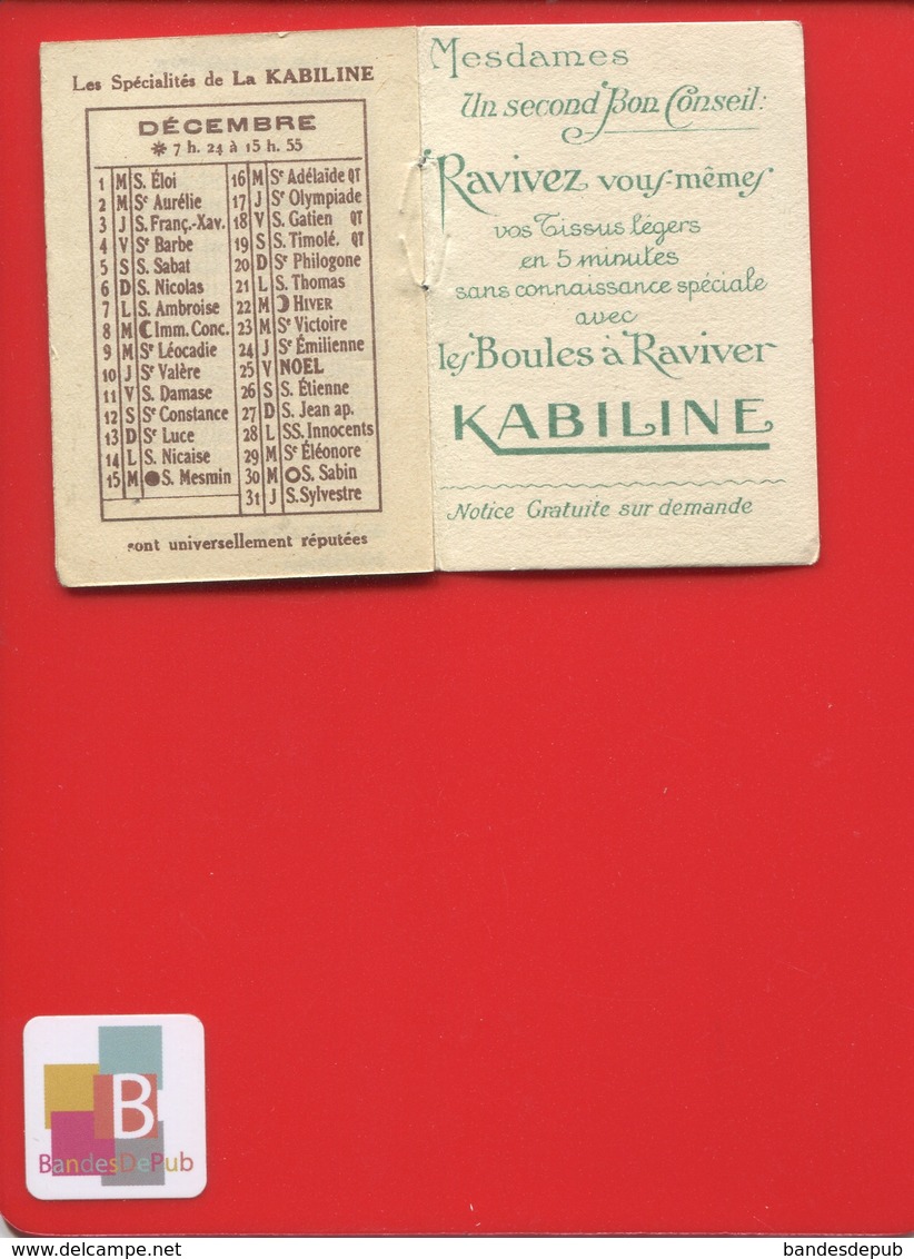 VERSAILLES LA KABILINE Legris Carnet Calendrier Petit Format 1925 - Petit Format : 1921-40