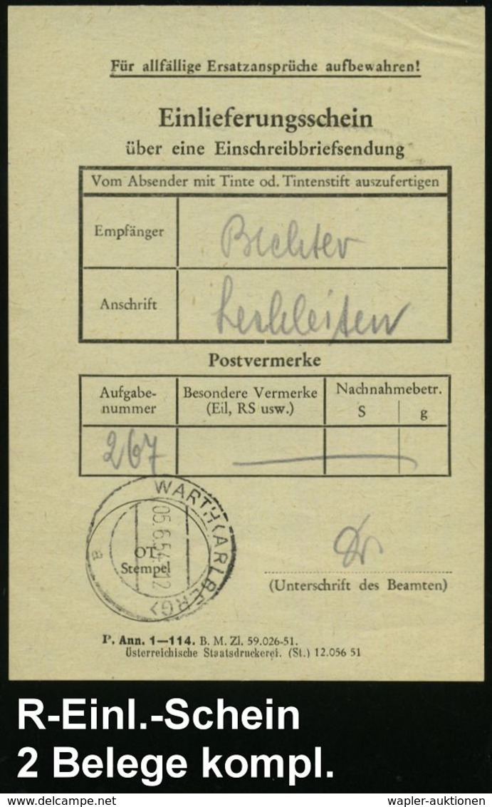 ÖSTERREICH 1954 (5.6.) 1 S. "50 Jahre Austro-Esperanto", Reine MeF: 4er-Block + RZ: Warth/Vorarlberg, Inl.-R-FDC + R-Ein - Esperanto