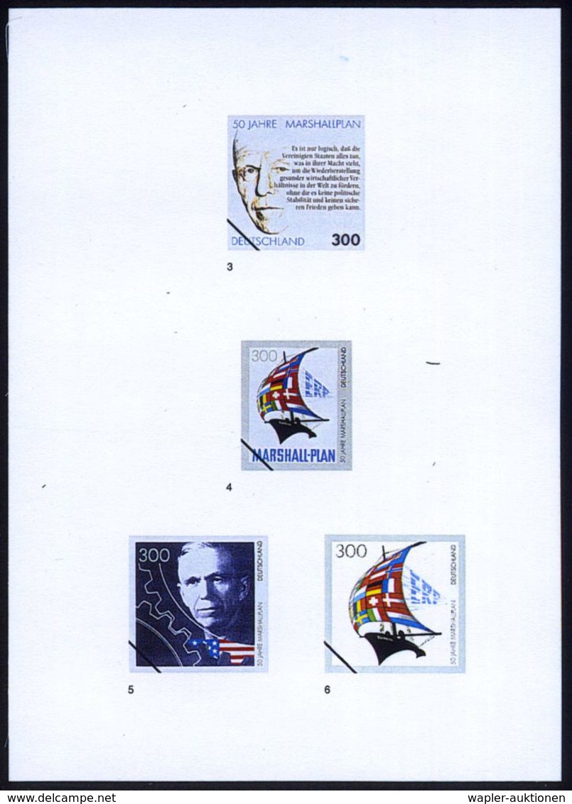 B.R.D. 1997 (Apr.) 300 Pf. George C. Marshal , 50 Jahre Marshallplan Für Europa, 15 Verschied. Color-Entwürfe Der Bundes - Autres & Non Classés