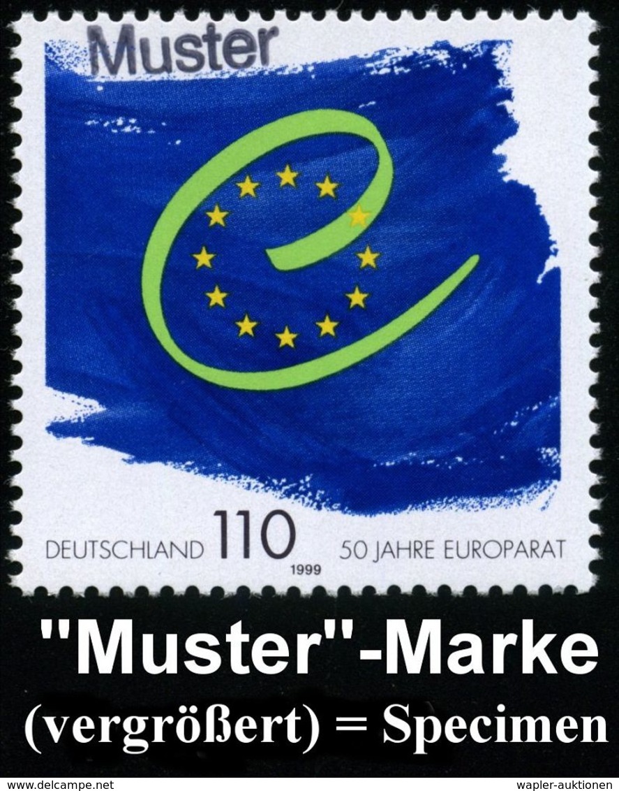 B.R.D. 1999 (Mai) "50 Jahre Europarat" Mit Amtl. Handstempel  "M U S T E R" , Postfr. + Amtl. Ankündigungsblatt Der Bund - Autres & Non Classés