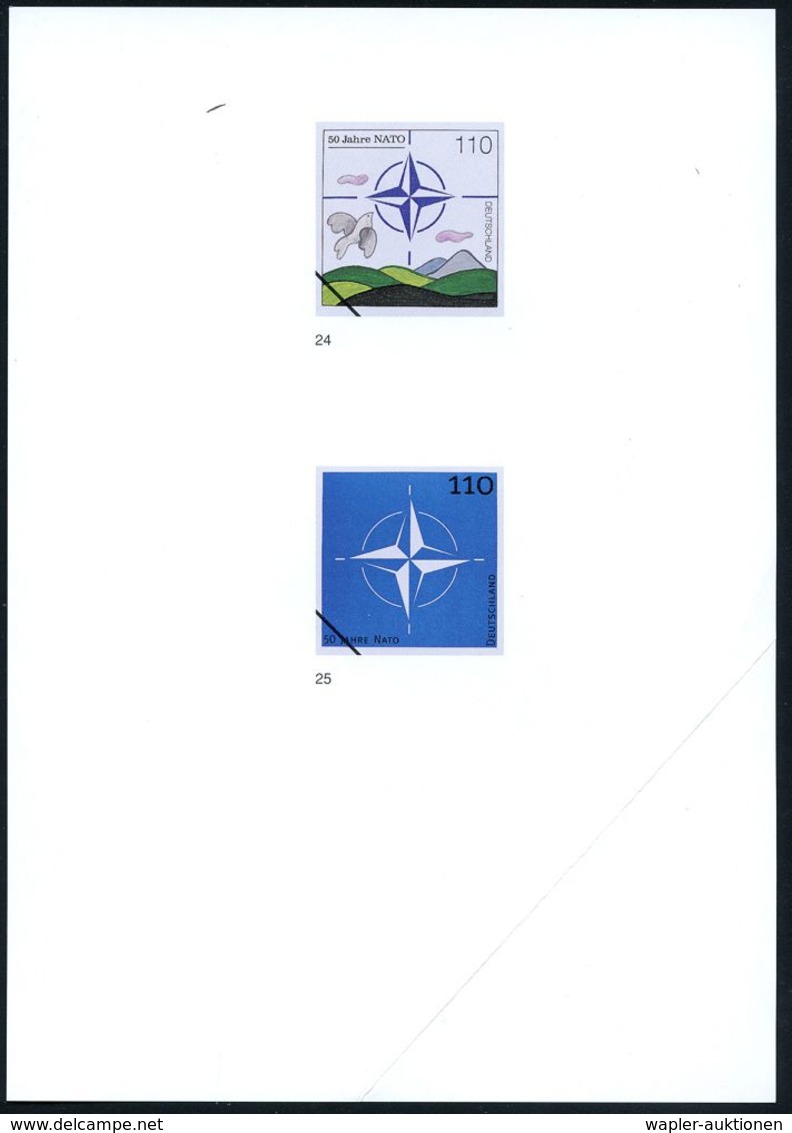 B.R.D. 1999 (Jan.) 110 Pf. "50 Jahre NATO", 25 Verschied. Color-Alternativ-Entwürfe D. Bundesdruckerei Auf 5 Entwurfs-Bl - Autres & Non Classés