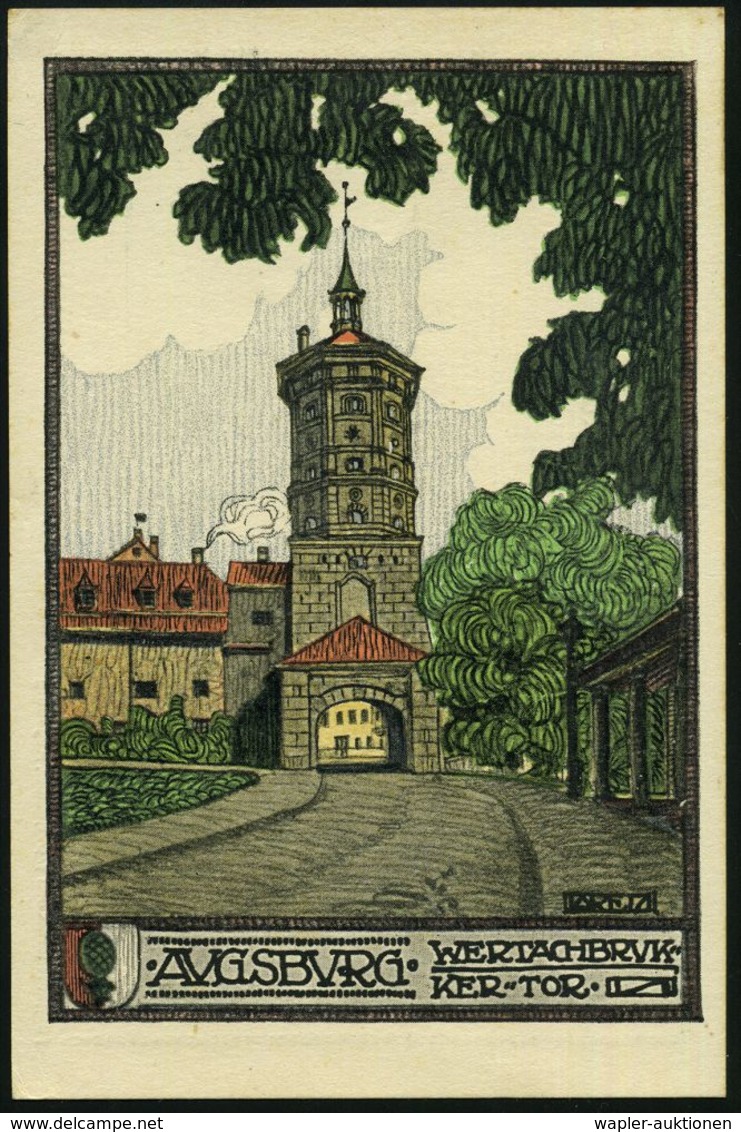 AUGSBURG 1 1914 (20.7.) 1K Auf PP 5 Pf. Hupp-Wappen Grün: 31. Bundesfest Der Deutschen Radfahrer-Bundes..1914 (= Wertach - Autres (Terre)