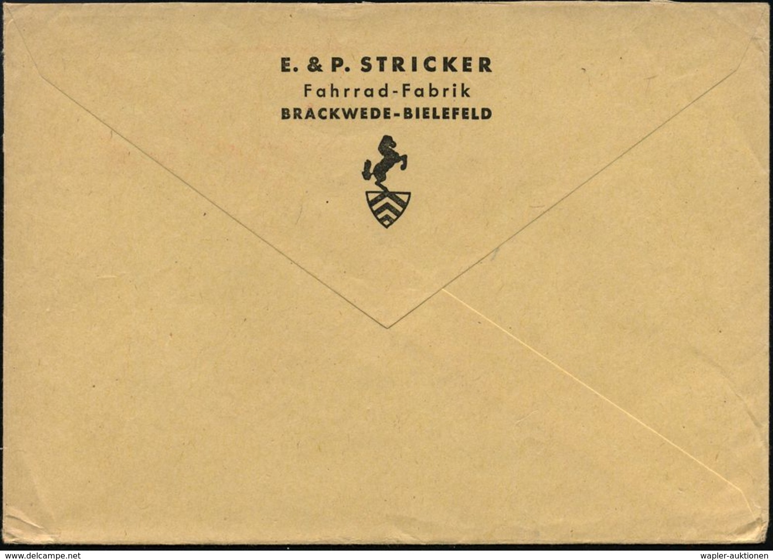 (21a) BRACKWEDE (WESTF)1/ Brackwede-/ Heimat Der/ STRICKER/ Markenräder 1952 (11.1.) AFS , Rs. Abs.-Vordruck Mit Markenl - Autres (Terre)