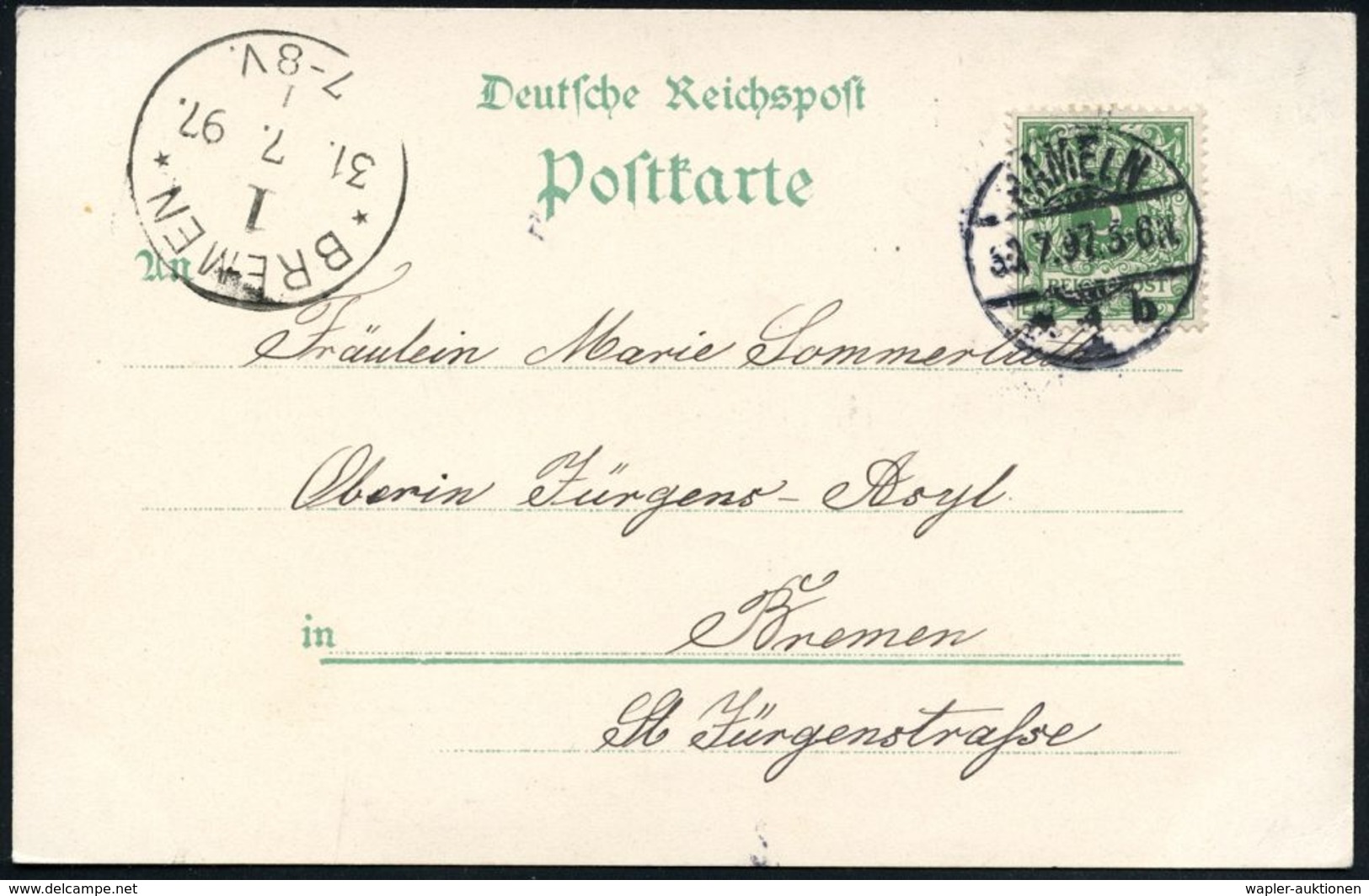 HAMELN/ *1b 1897 (30.7.) 1K-Gitter Auf Color-Litho-Ak.:  "GRUSS Aus HAMELN" = Paar Auf Tandem (3 Ansichten Mit Rattenfän - Autres (Terre)