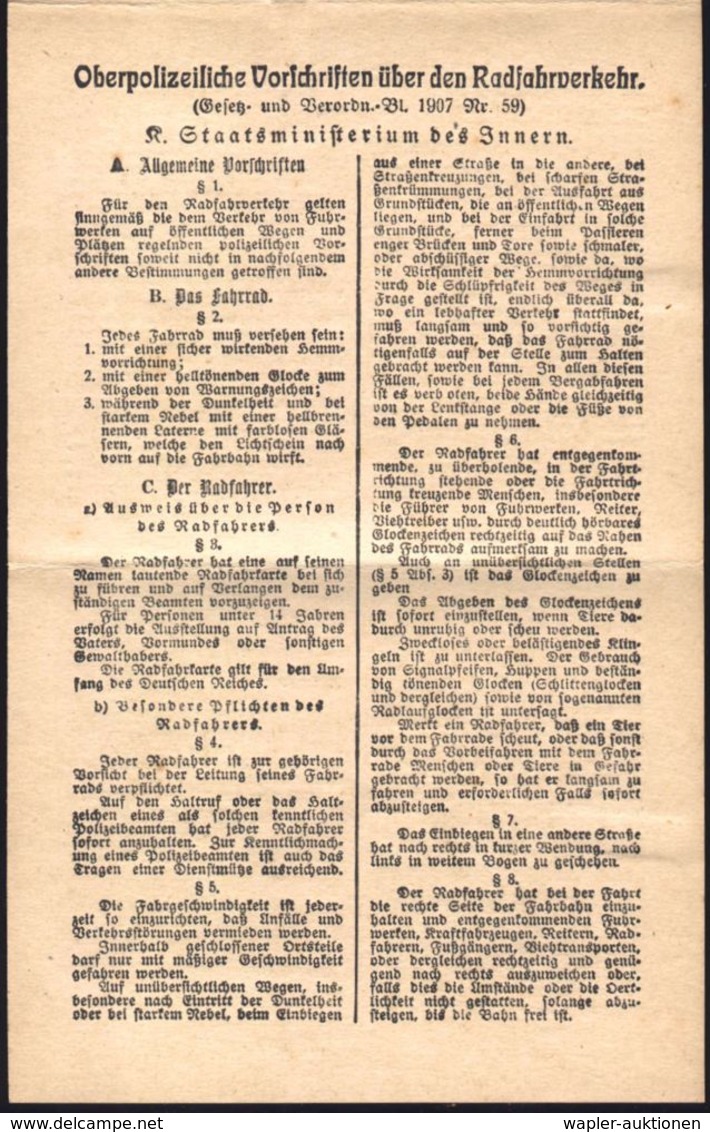 Kleinbockenheim 1921 (13.4.) Radfahrer-Führerschein "Freistaat Bayern Radfahrkarte" (schwacher Rostfleck) Dekorater 2K-D - Autres (Terre)