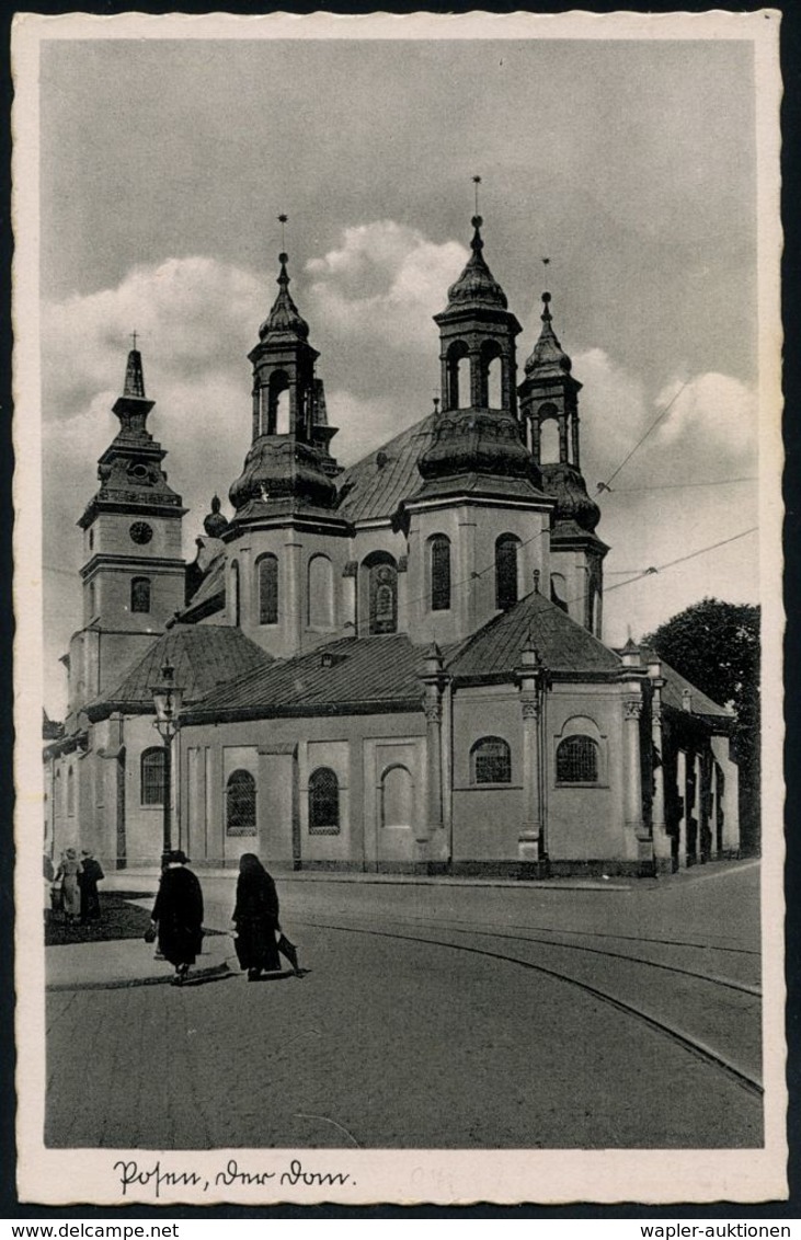 Posen 1940 (12.5.) Stumme 1K-Brücke = Tarnstempel Posen + Viol. 1K-HdN: Technische Nothilfe/ Befehlsstelle/ Beim Befehls - Sapeurs-Pompiers