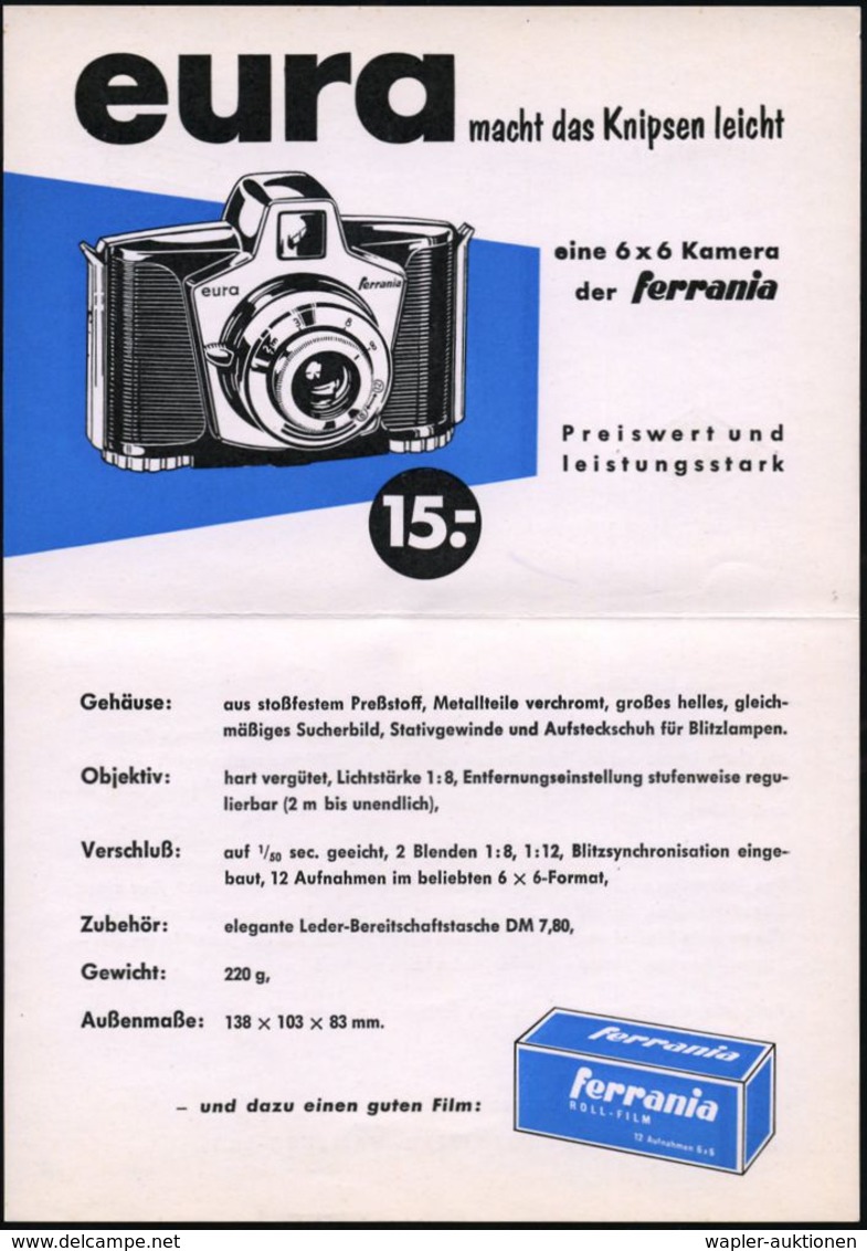 Hamburg 1955 (ca.) Postwurfsendung "An Alle Schulen" = Reklame-Klapp-Kt. TETENAL-PHOTOWERK = Reklame Für "eura"- -Jugend - Photographie