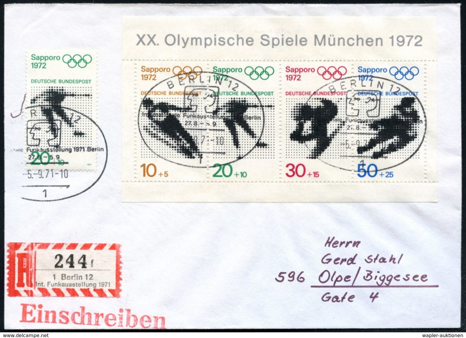 1 BERLIN 12/ Int.Funkausstellung 1971 (5.9.) SSt + Sonder-RZ: 1 Berlin 12/Int. Funkausstellung 1971/f (Nr.174 UB "f") Se - Sin Clasificación