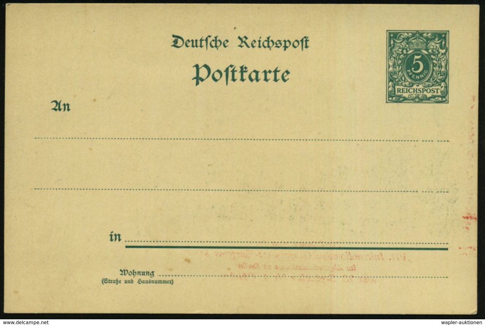 Berlin 1899 PP 5 Pf. Krone, Grün: "VII. Internat. Geographen-Kongree 1899" Im Abgeordnetenhaus.. (Abgeordnetenhaus) Unge - Geografía