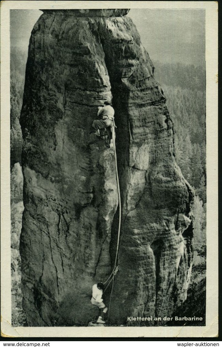 GOHRISCH/ über KÖNIGSTEIN (SÄCHS SCHWEIZ) 1960 (23.10.) HWSt = Sandstein-Felsenturm "Barberine" Auf Motivgl. S/w.-Foto-A - Autres & Non Classés