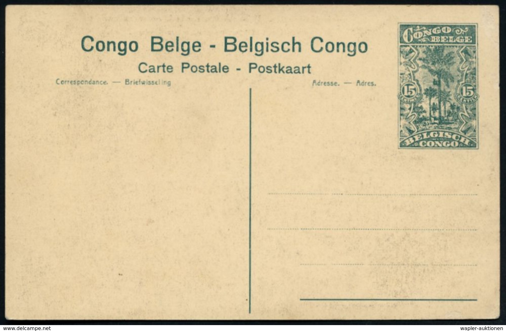 BELGISCH-KONGO 1929 15 C. BiP Palme, Blaugrün: PANDA/Union Minière/Usines De Broyage Et De Concentration.. = Zerkleineru - Autres & Non Classés