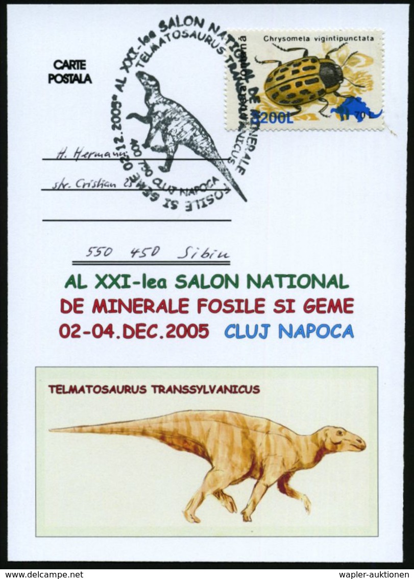 RUMÄNIEN 2005 (2.12.) SSt.: 400 750 CLUJ NAPOCA/TELMATOSAURUS TRANSYLVANICUS.. (Saurier) Motivgl. Sonderkarte (Fossilien - Autres & Non Classés