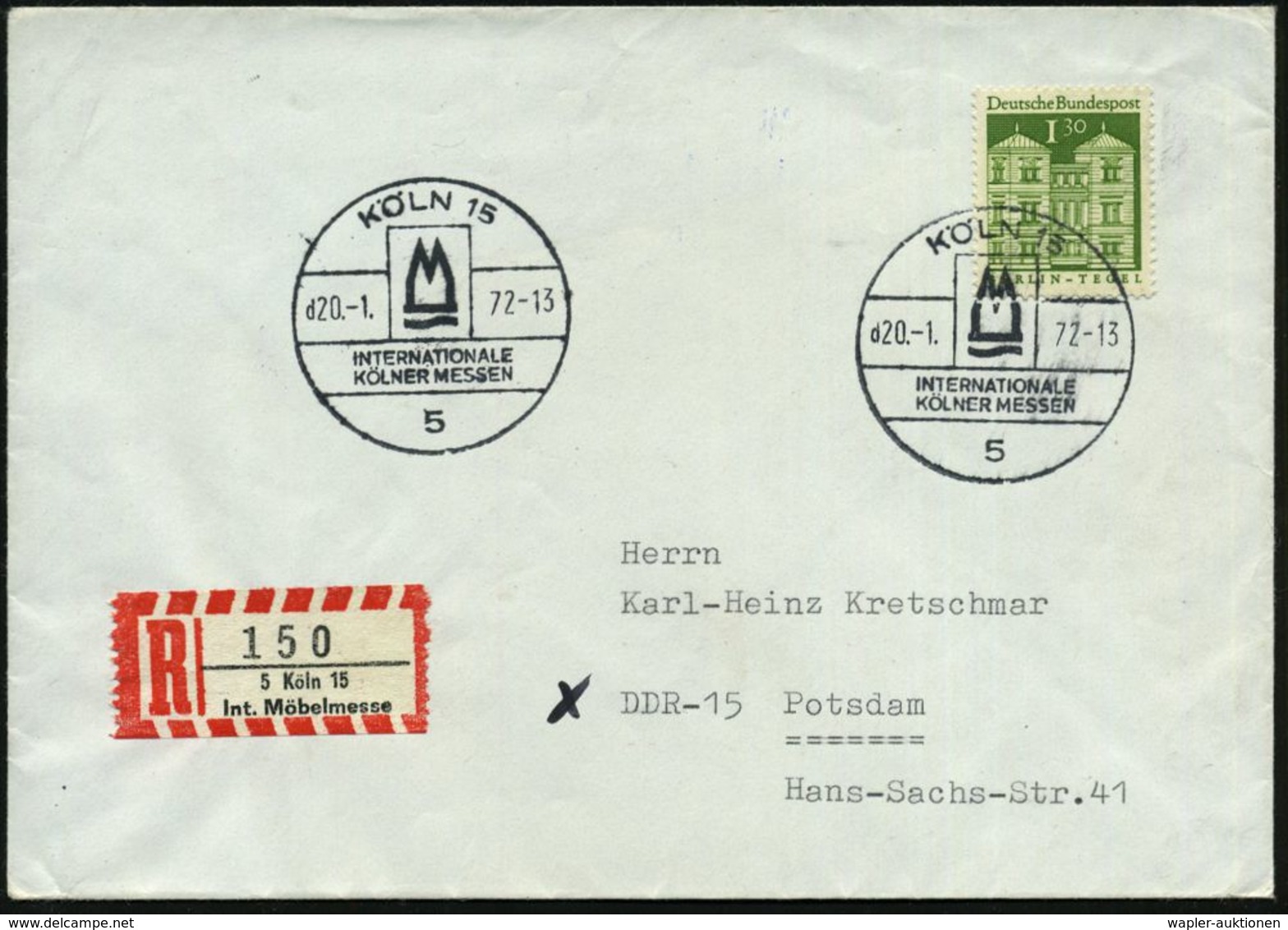 5 KÖLN 15/ D/ INT./ KÖLNER MESSEN 1972 (20.1.) SSt + Sonder-RZ: 5 Köln 15/b/Int. Möbelmesse (NEZ Nr.223 O H N E  UB) Sel - Non Classificati