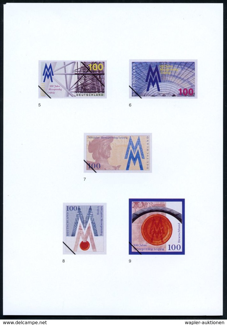 B.R.D. 1997 (Jan.) 100 Pf. "500 Jahre Messeprivileg Leipzig", 21 Verschied. Color-Alternativ-Entwürfe D. Bundesdruckerei - Ohne Zuordnung