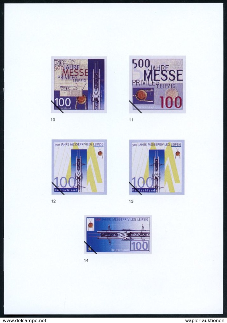 B.R.D. 1997 (Jan.) 100 Pf. "500 Jahre Messeprivileg Leipzig", 21 Verschied. Color-Alternativ-Entwürfe D. Bundesdruckerei - Ohne Zuordnung