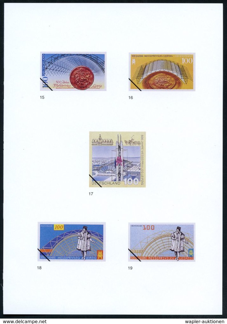 B.R.D. 1997 (Jan.) 100 Pf. "500 Jahre Messeprivileg Leipzig", 21 Verschied. Color-Alternativ-Entwürfe D. Bundesdruckerei - Ohne Zuordnung