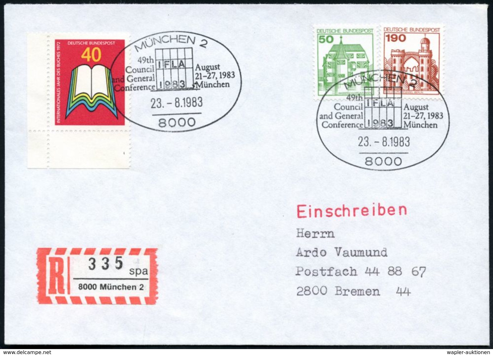 8000 MÜNCHEN 2/ 49th/ Council/ And General/ Conference/ IFLA.. 1983 (23.8.) SSt 2x + SRZ: 8000 München 2/s P A = Sonder- - Autres & Non Classés