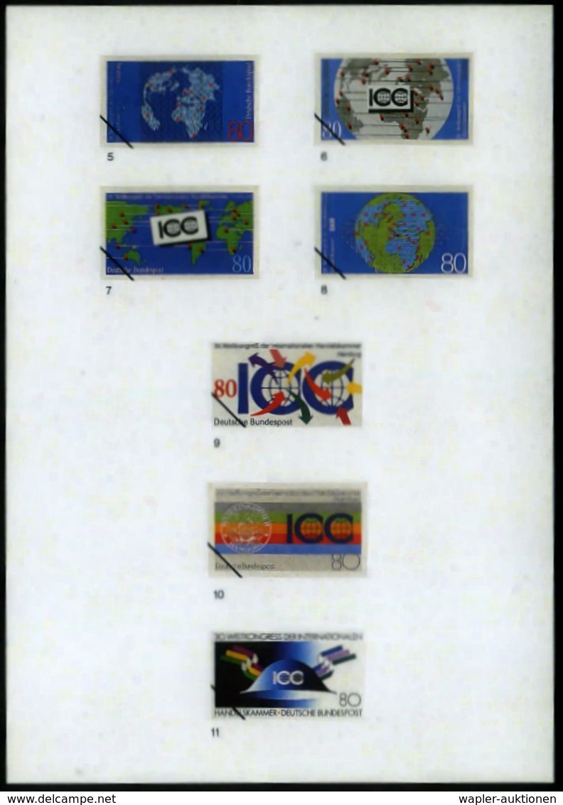 B.R.D. 1990 (Apr.) 80 Pf. "Weltkongreß Der Internat. Handelskammer In Hamburg", 11 Verschied. Color-Alternativ-Entwürfe  - Sonstige & Ohne Zuordnung